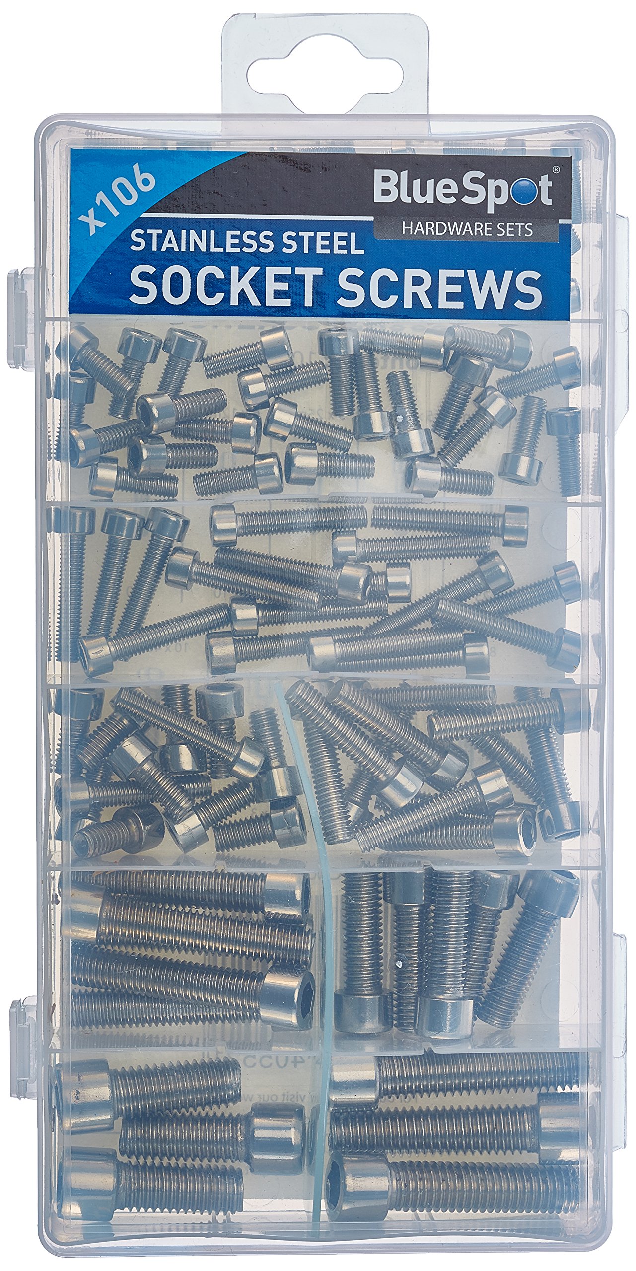 Blue Spot Tools Silver Blue Spot 40552 Stainless Steel Socket Screws Assortment - (106-Piece)