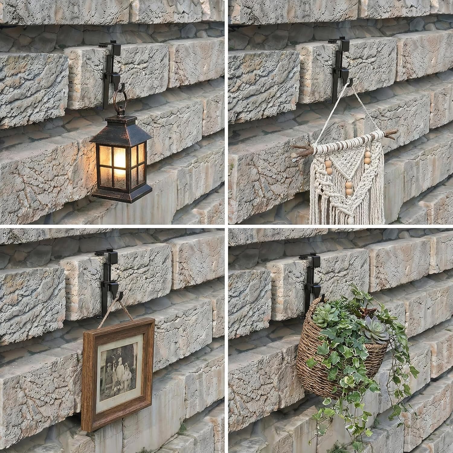 10Pack Metal Brick Hangers,Hanging No Drill Outdoor Decorations Hangers Adjustable Heavy Duty Wall Clamp Clips