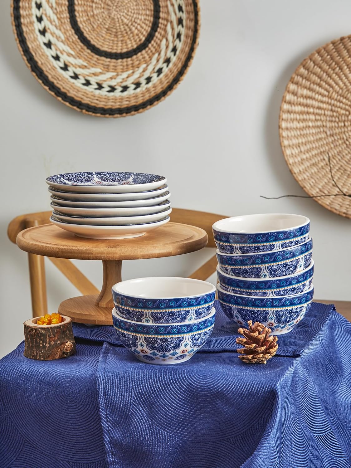 Bico Blue Talavera Appetizer Plates Set of 6, 6 Inch Small Ceramic Dessert Plates for Snacks, Salad, Tablescape, Microwave and Dishwasher Safe, Gift for Housewarming and Thanksgiving - Image 7