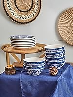 Vista 7 de Bico - Juego de 6 platos pequeños de aperitivo de Talavera azul, platos de postre de cerámica de 6 pulgadas para bocadillos, ensalada, decoración