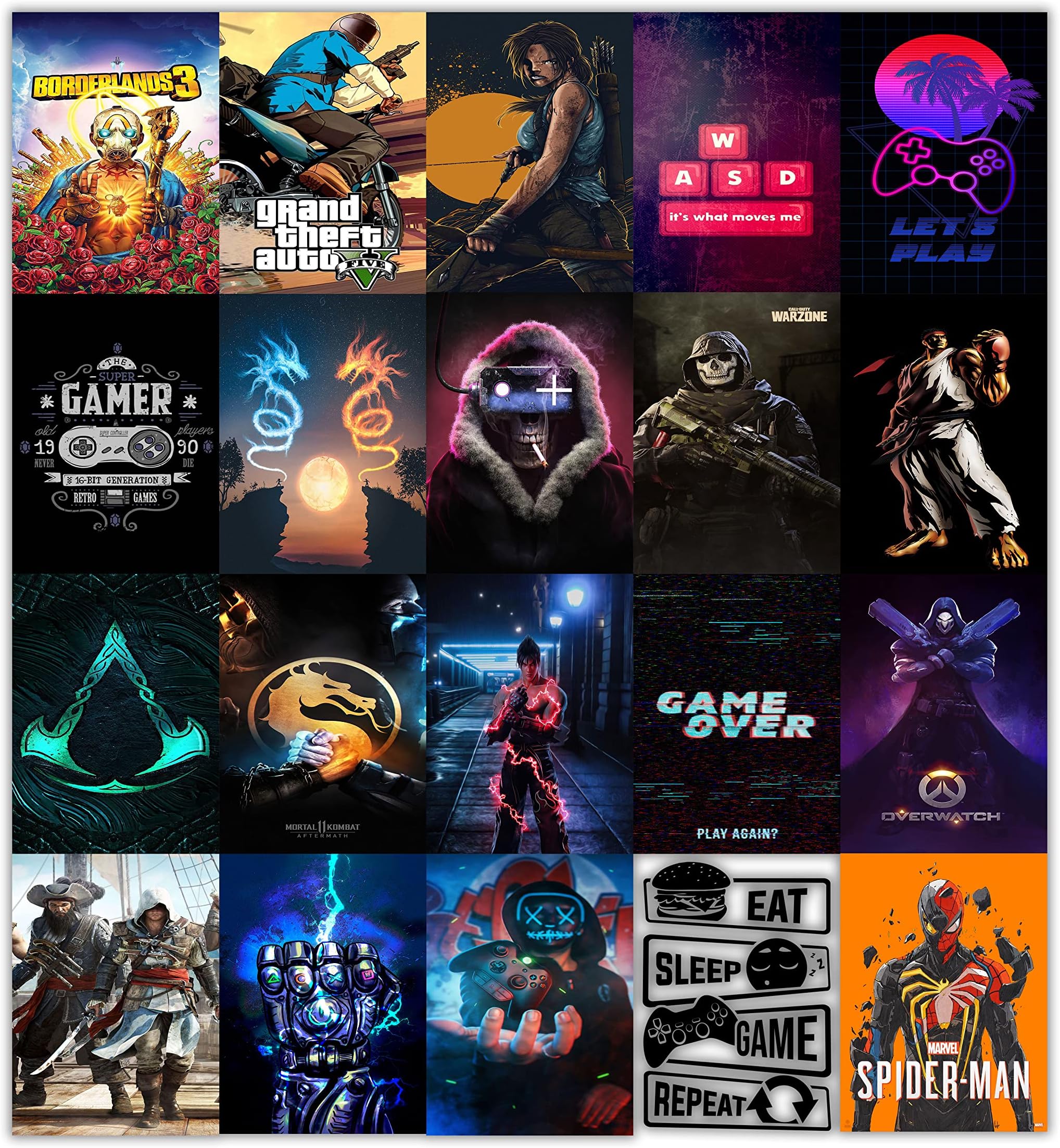 VEENSHI Paper Pack Of 20 Gaming Wall Poster Games Poster For Room|A4 Size 11.9X8.3 Inch 300 Gsm Glossy Posters