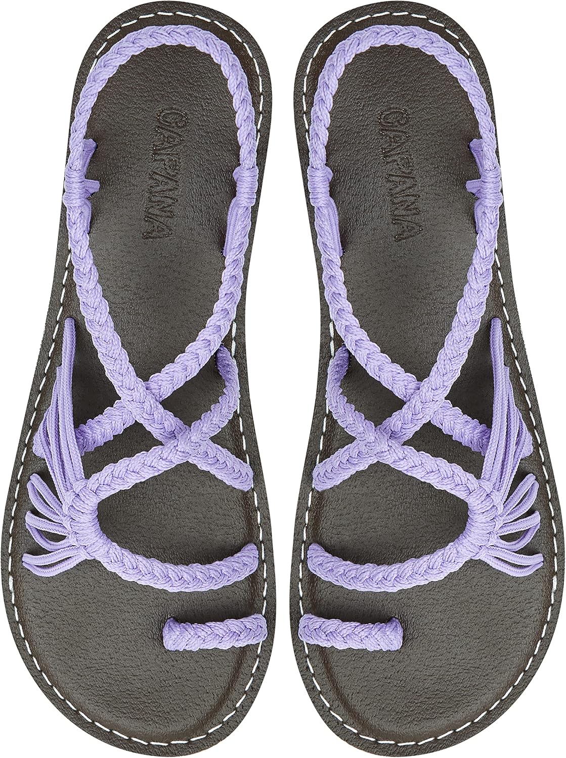 Capana Woven Women's Flat Sandals - Strappy Braided Sandals, Beach Sandals for Women Dressy Summer, Rope Bohemian Sandals, Spring Casual Womens Shoes, Comfy Boho Flats for Teen Girls – Commune 7 Lavender