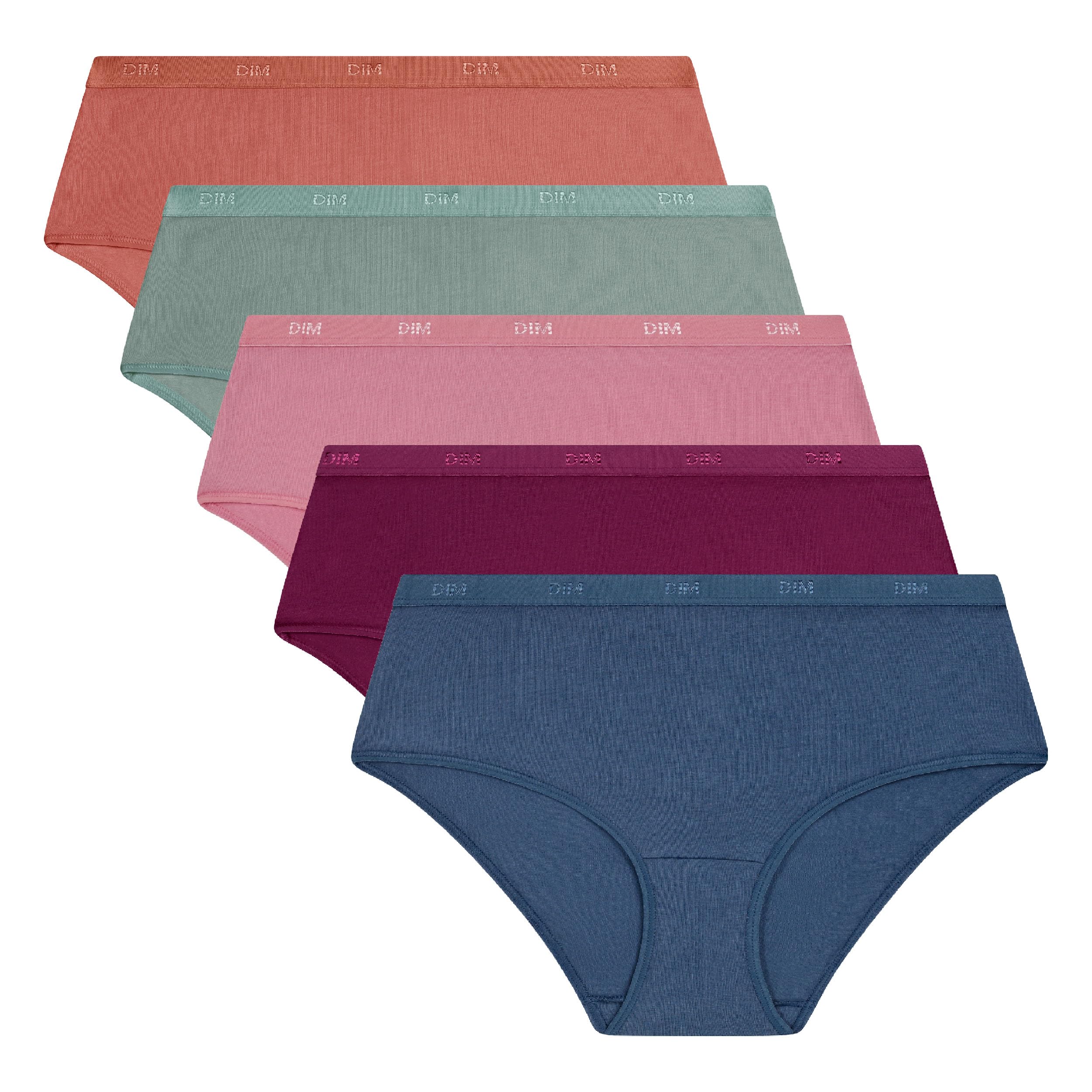 DIM Women's Boxer Set of 5 | Les Pockets Ecodim Soft Touch | Cotton Stretch | Extra Flat Finishes | Everyday Comfort | Multicoloured