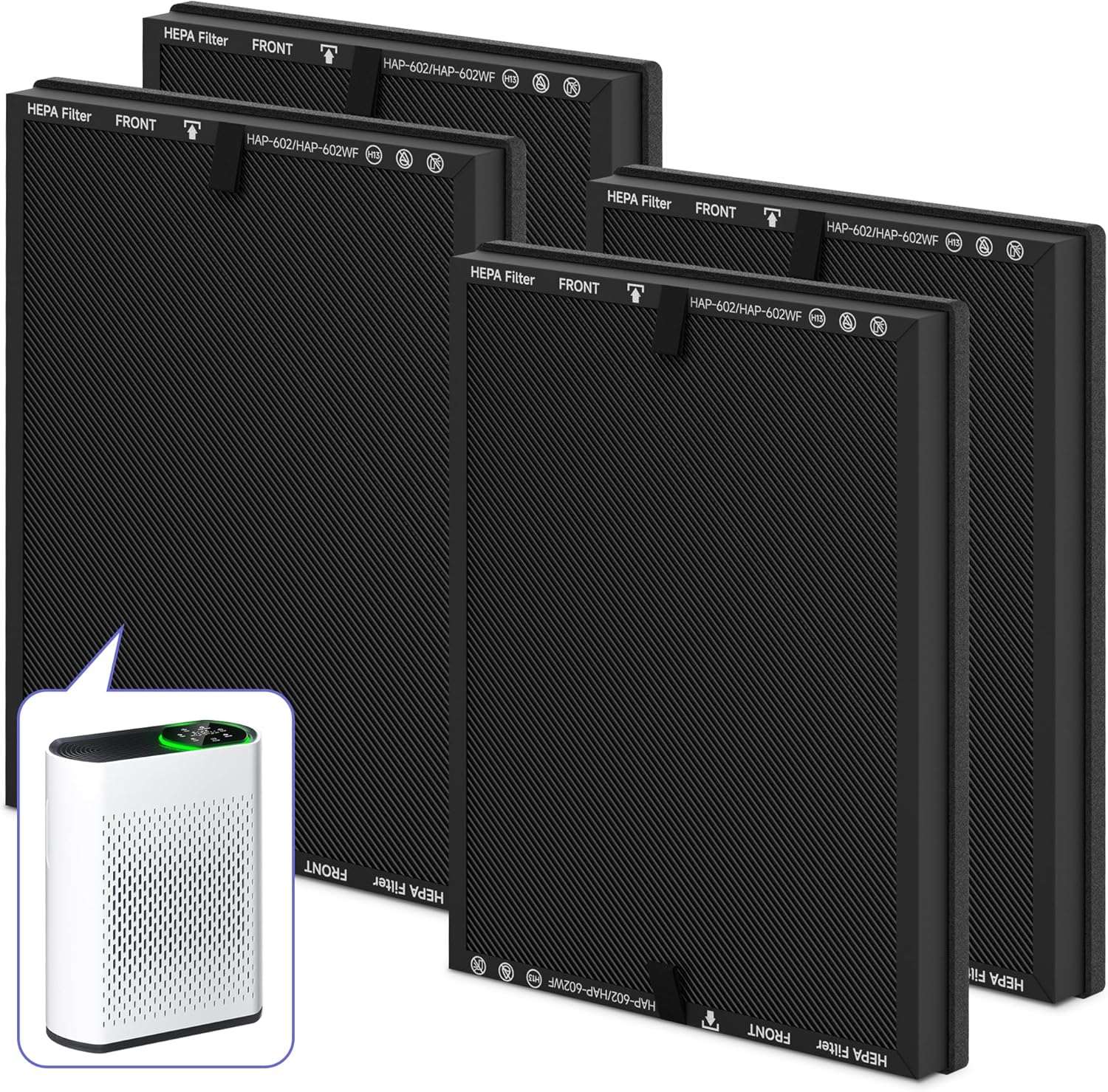 2-Pack HAP604 Replacement Filter Compatible with ECOSELF HAP604 Purifier, 3-In-1 Filtration System, for ASIN:B0FWR6K5LN