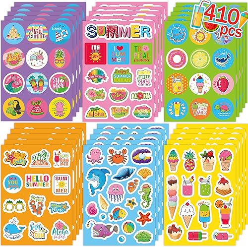 Miniatura 1 de Calcomanías de verano, calcomanías de océano, calcomanías de playa, calcomanías de helado, calcomanías hawaianas para niñosálbumes de