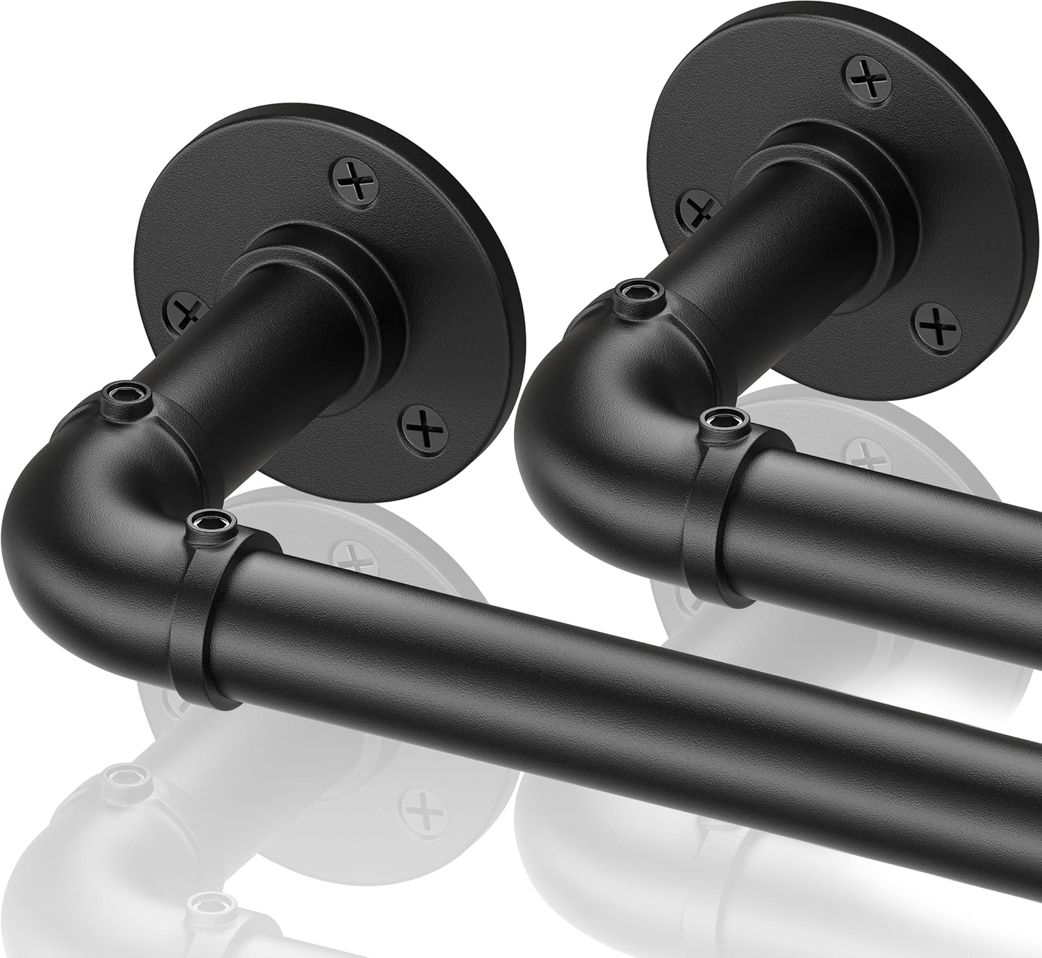 Curtain Rods for Windows 28 to 48 Inch, Black Adjustable Curtain Rods 2 Pack, Wrap Around Blackout Heavy Duty Industrial Curtain Rod, 1 Inch Indoor/Outdoor Drapery Pole 28-48"