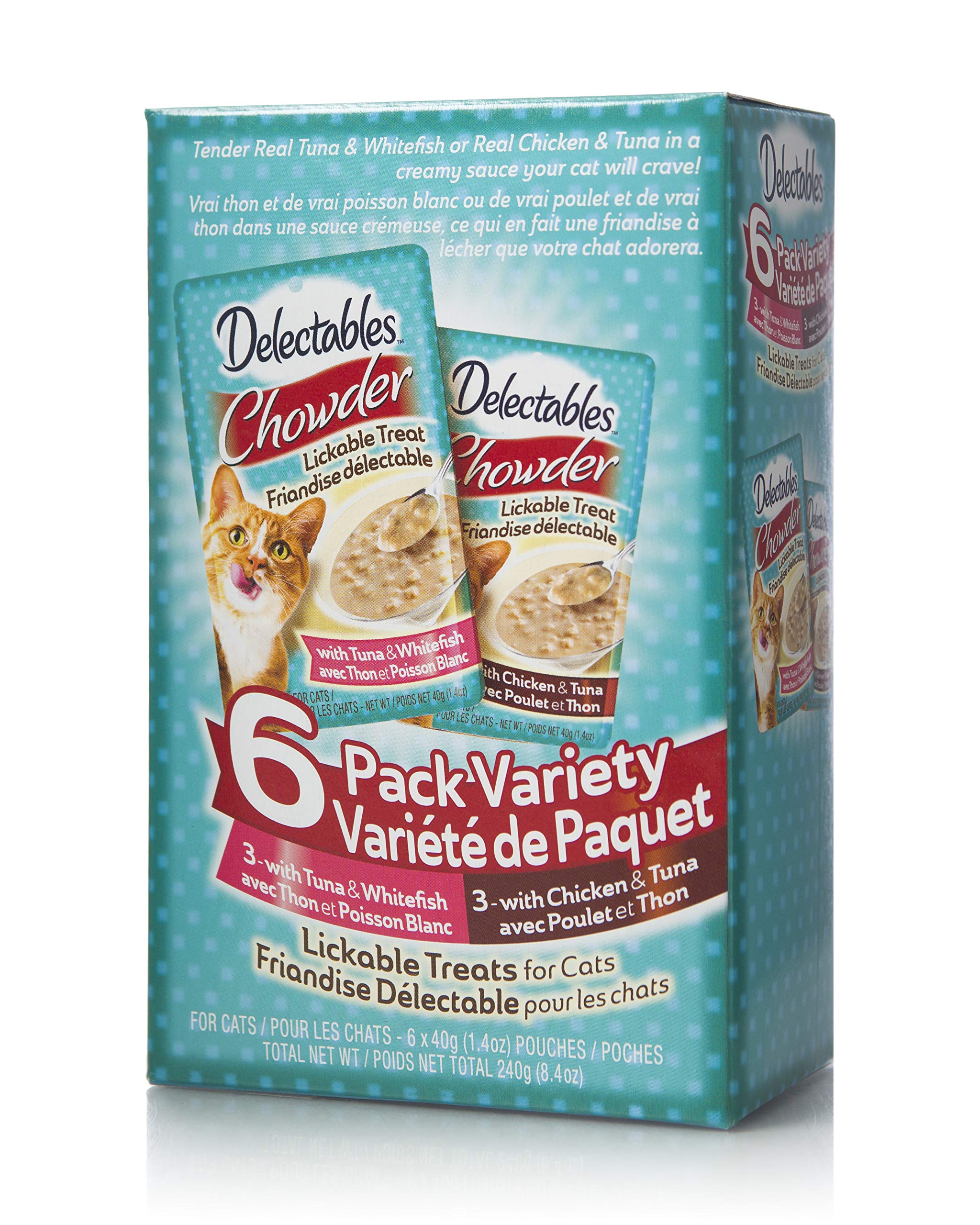 Hartz Lickable mokry przysmak dla kotów, chowder, 6 sztuk, tuńczyk, sieja, kury i tuńczyk