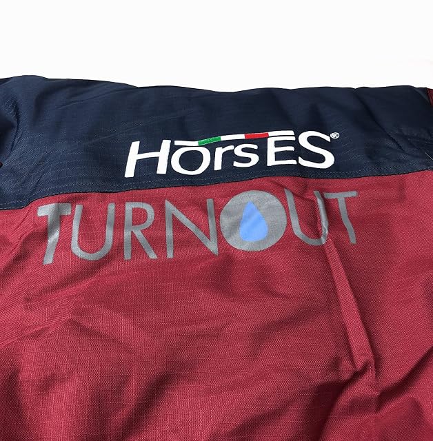 Foto 6 de 8 de Horses Manta Paddock Turnout de cuello completo, azul/burdeos, 120 cm