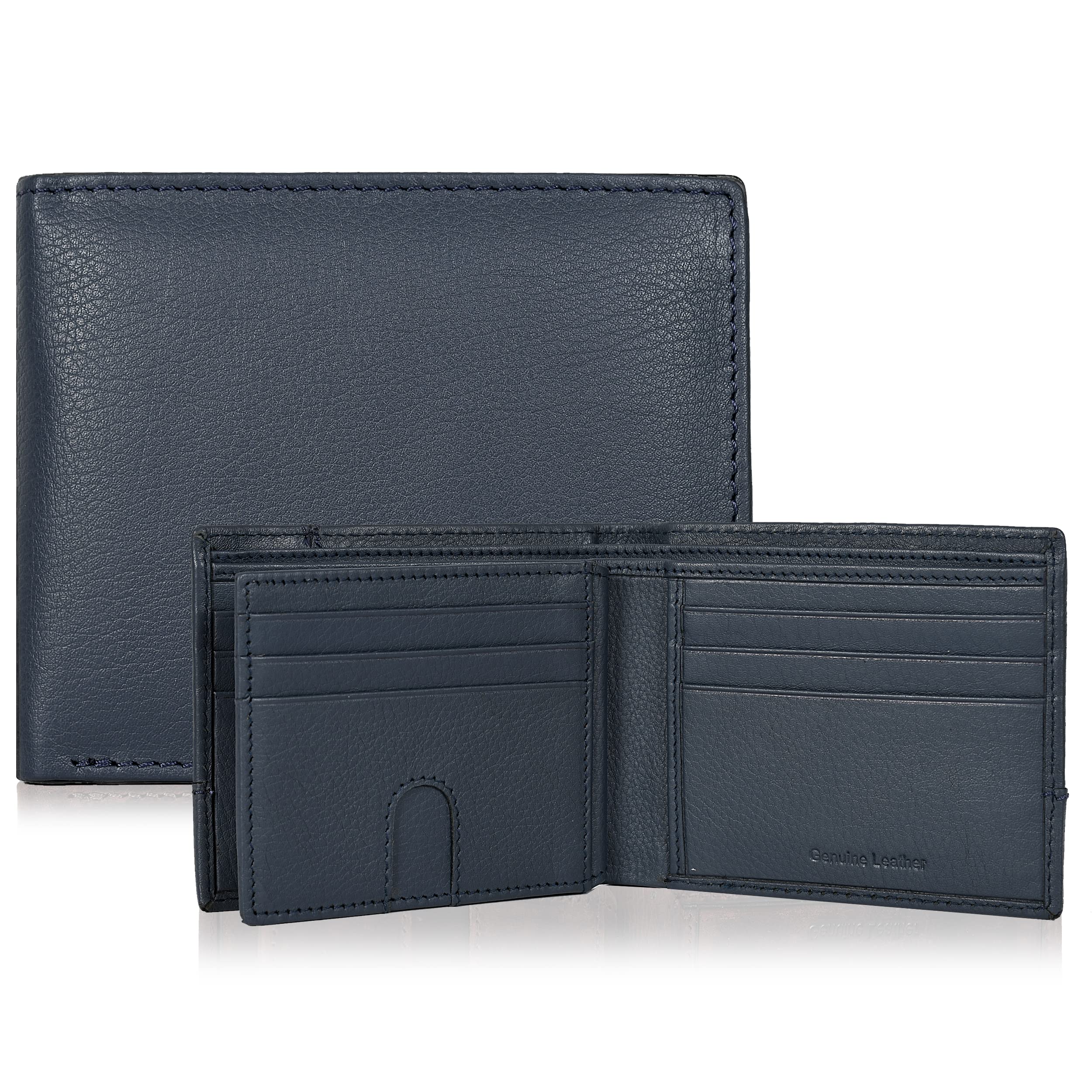 TraversibleReal Leather Bifold Wallet for Men, Ultra Slim Minimalist Front Pocket with RFID Blocking 9 Credit Card Storage Holder, 1 ID Window, Slim & Stylish Billfolds Wallet