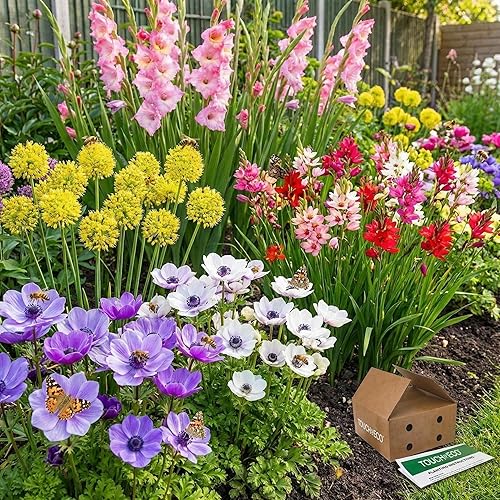 Flower Bulbs for Planting - Complete Spring & Summer 100 Bulbs, Bees& Butterflies Collection -Attracts Bees, Butterflies & Hummingbirds - Easy to Grow Perennials - 1000's Sold