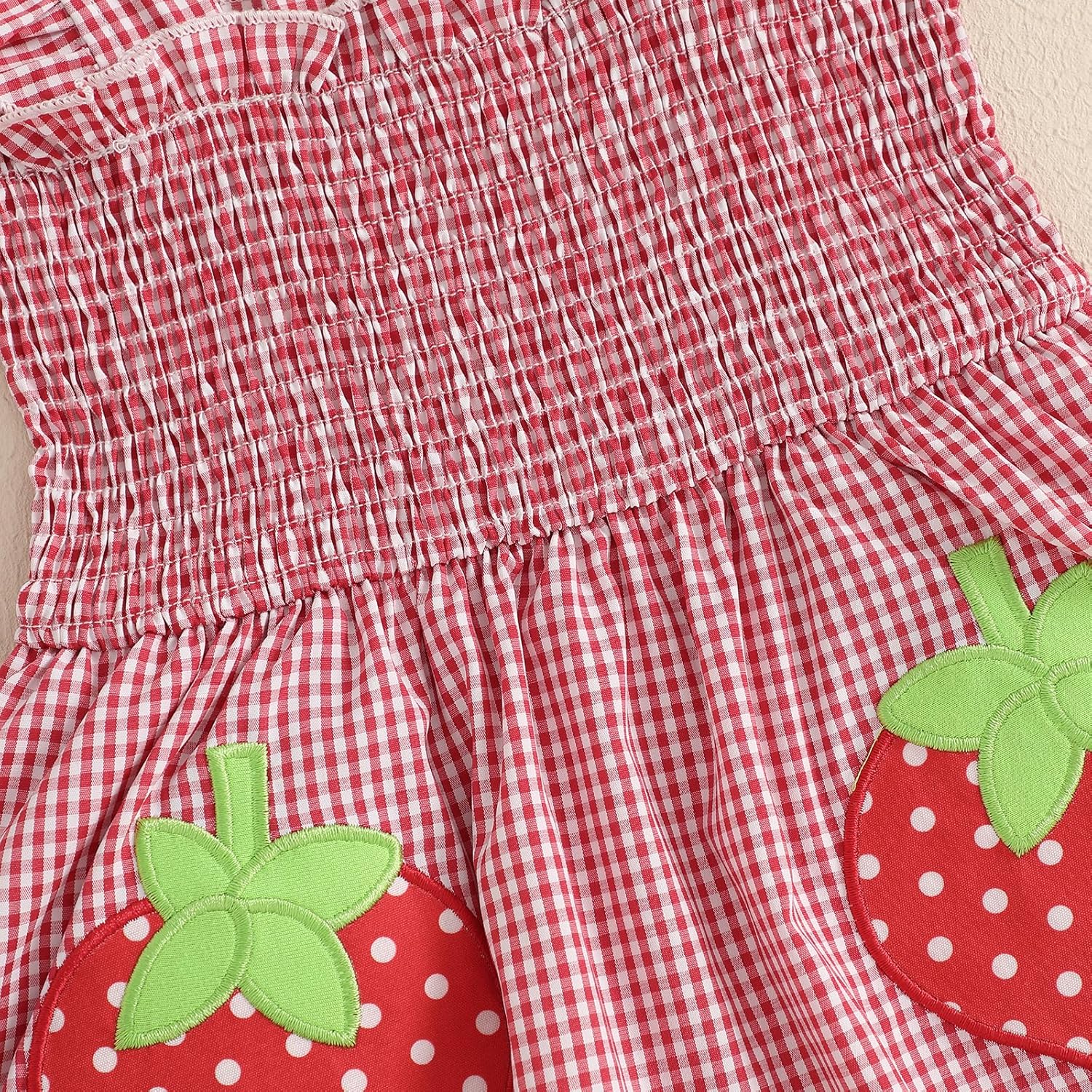 Mubineo Baby Girl Summer Dress Ruffle Fruit Clothes Flutter Sleeveless Smocked Infant Rompers Plaid Boho Dress Outfits - Image 6