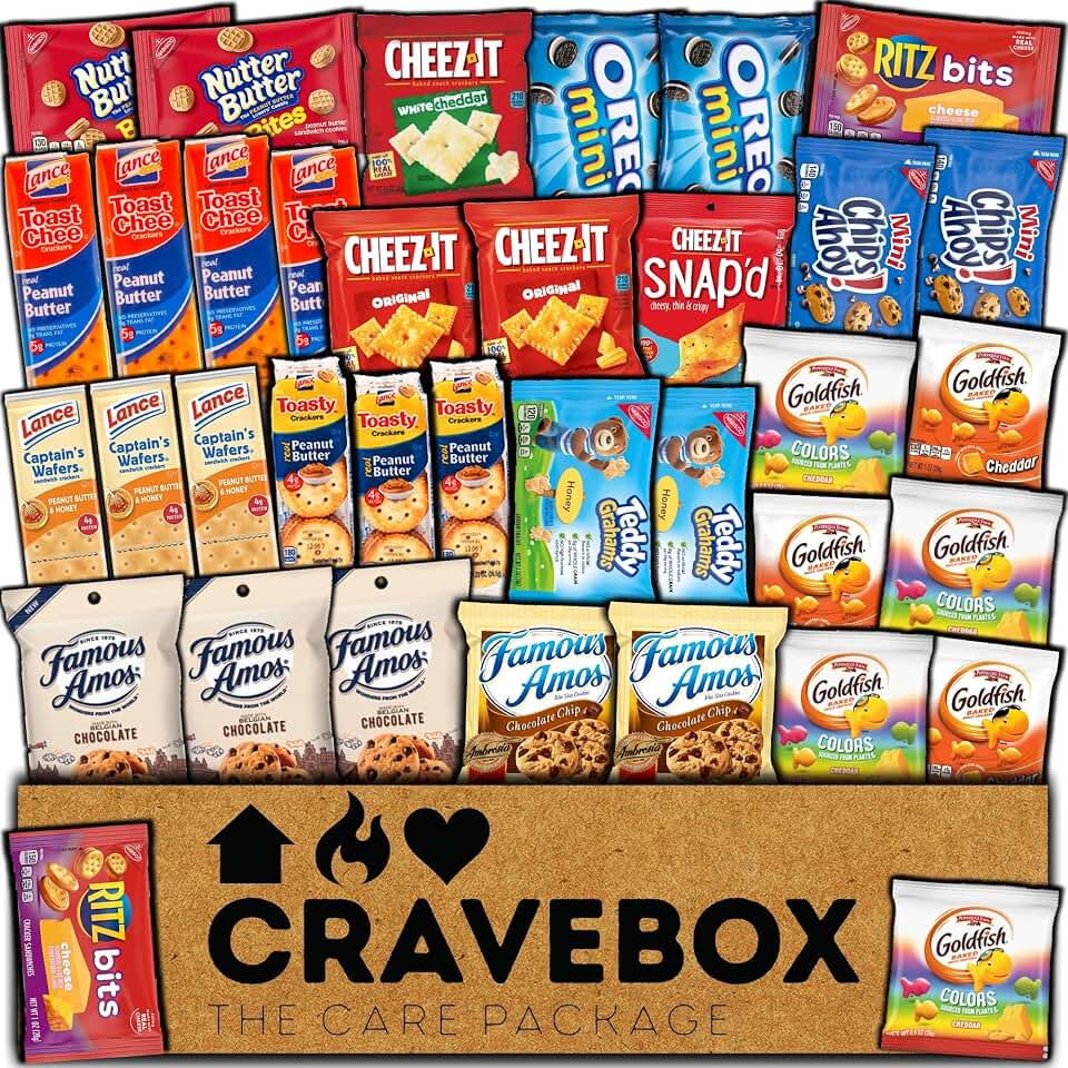 Cookies and Crackers Variety Pack - Assortment Snack Box for Kids, Adults, Students, Lunches, Gifts - Snack Pack Care Package Gift