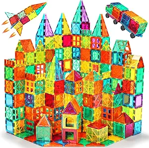 Anbalulu Magnetic Tiles, Magnetic Blocks for Kids, Magnet Building Set, Stacking Blocks, Preschool Stem Construction Building Set 100 Pcs