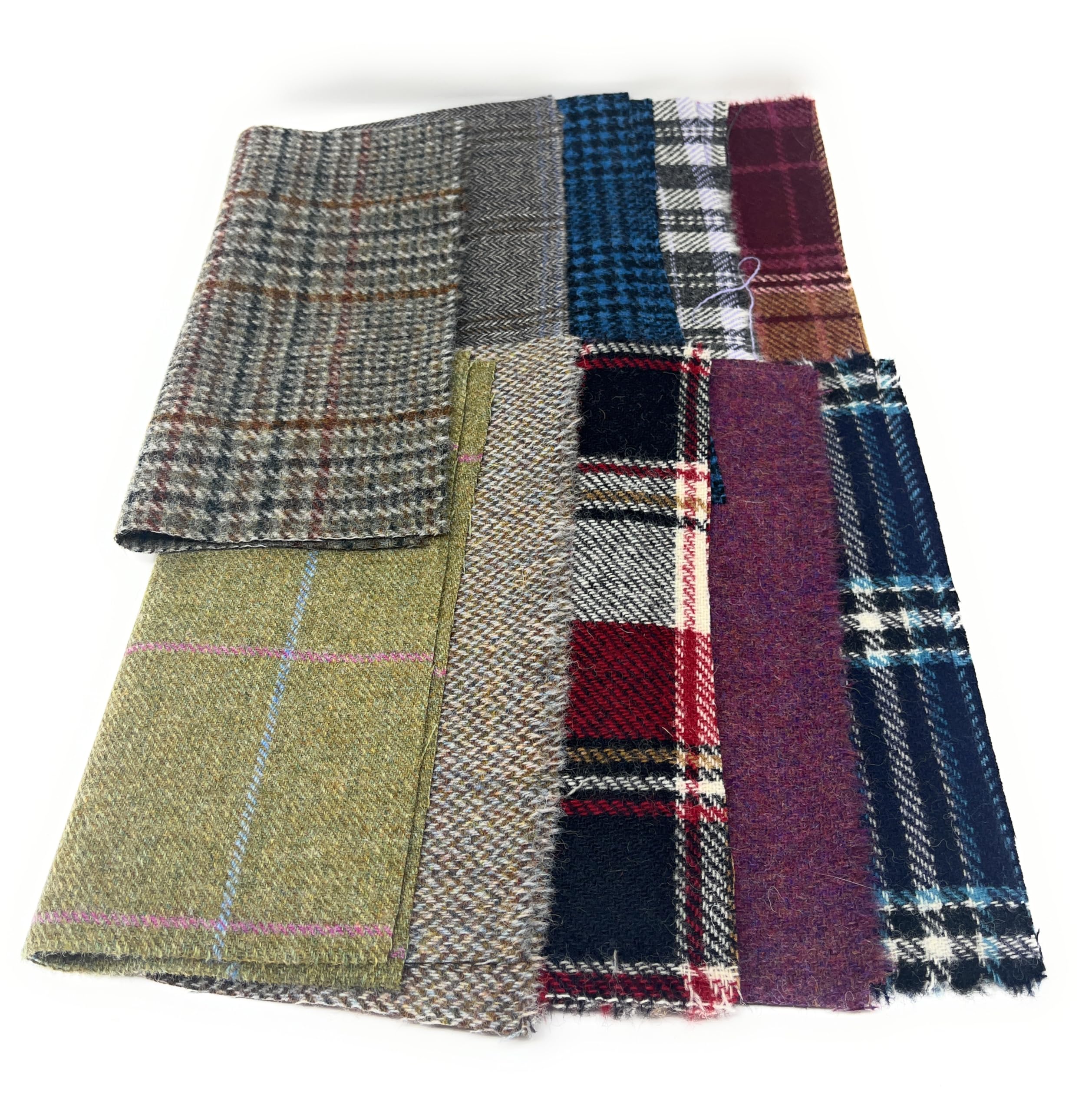 Tweed Fabric Patchwork REMNANT OFFCUTS 100% Wool