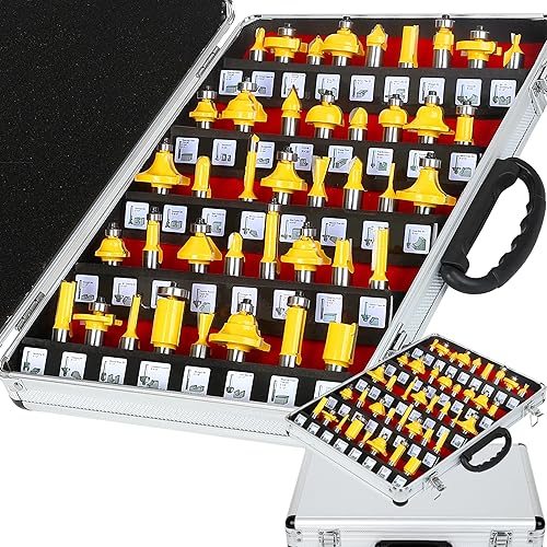 OLETBE - Juego de 41 brocas para enrutador de vástago de 1/2 pulgada, juego de brocas de enrutador de gabinete de puerta extendida, herramientas de