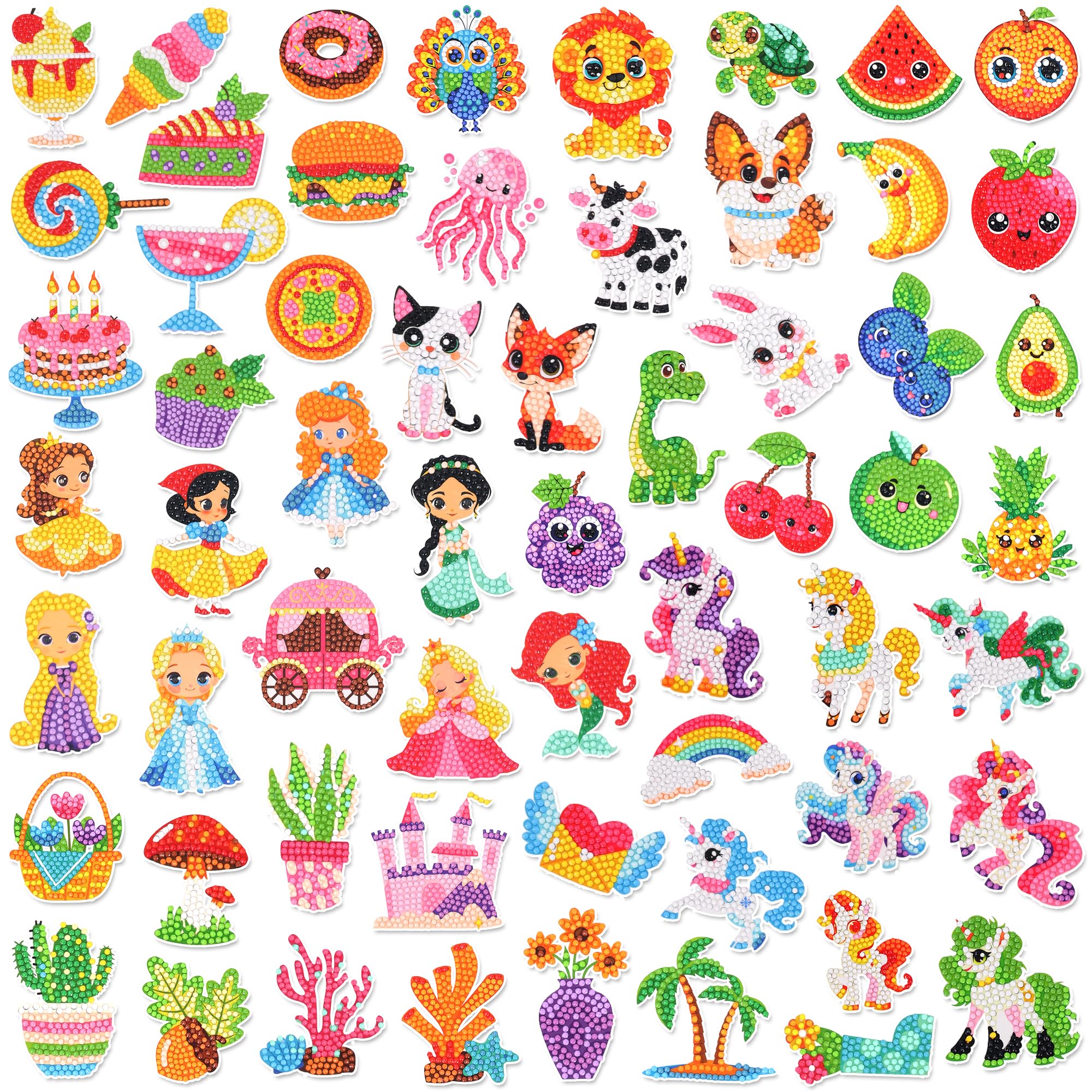 Amazon.com: sinceroduct 60 Pcs 5D Diamond Art Stickers for Kids, 6 