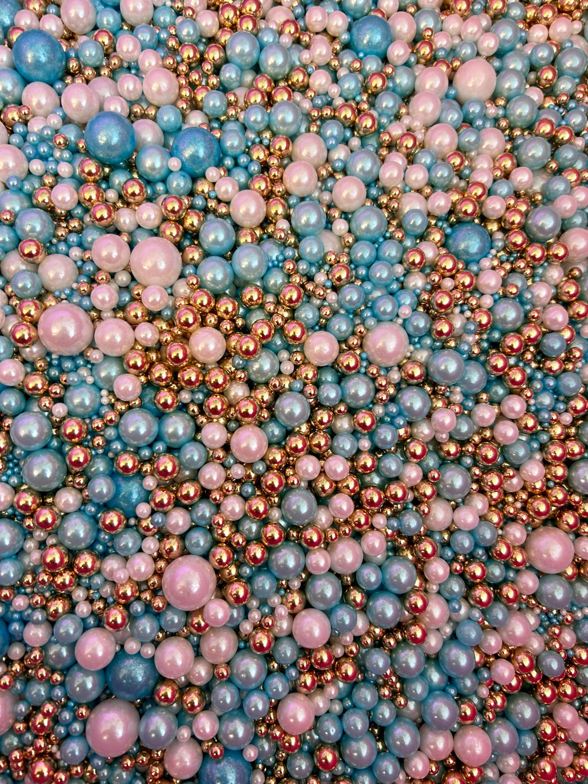 Vegan Metallic/Shimmer Balls Edible Cupcake Cake Topper Sprinkles (35g Pouch) (Shimmer Blue and Gold)