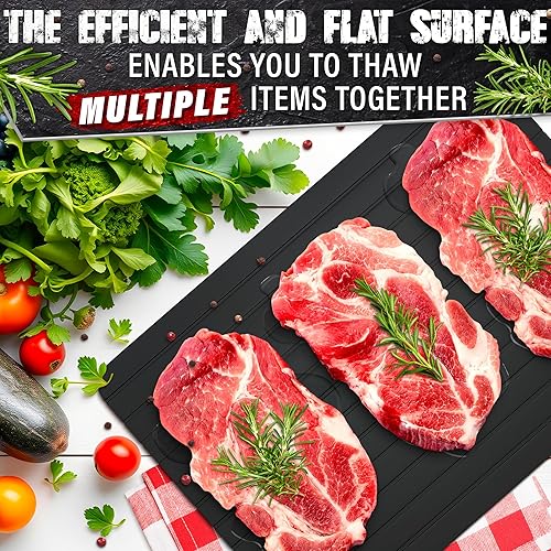 Miniatura 5 de Bandeja de descongelación rápida para carne, pescado y verduras congeladas, bandeja de descongelación de carne de aluminio no eléctrica de 11.6 x