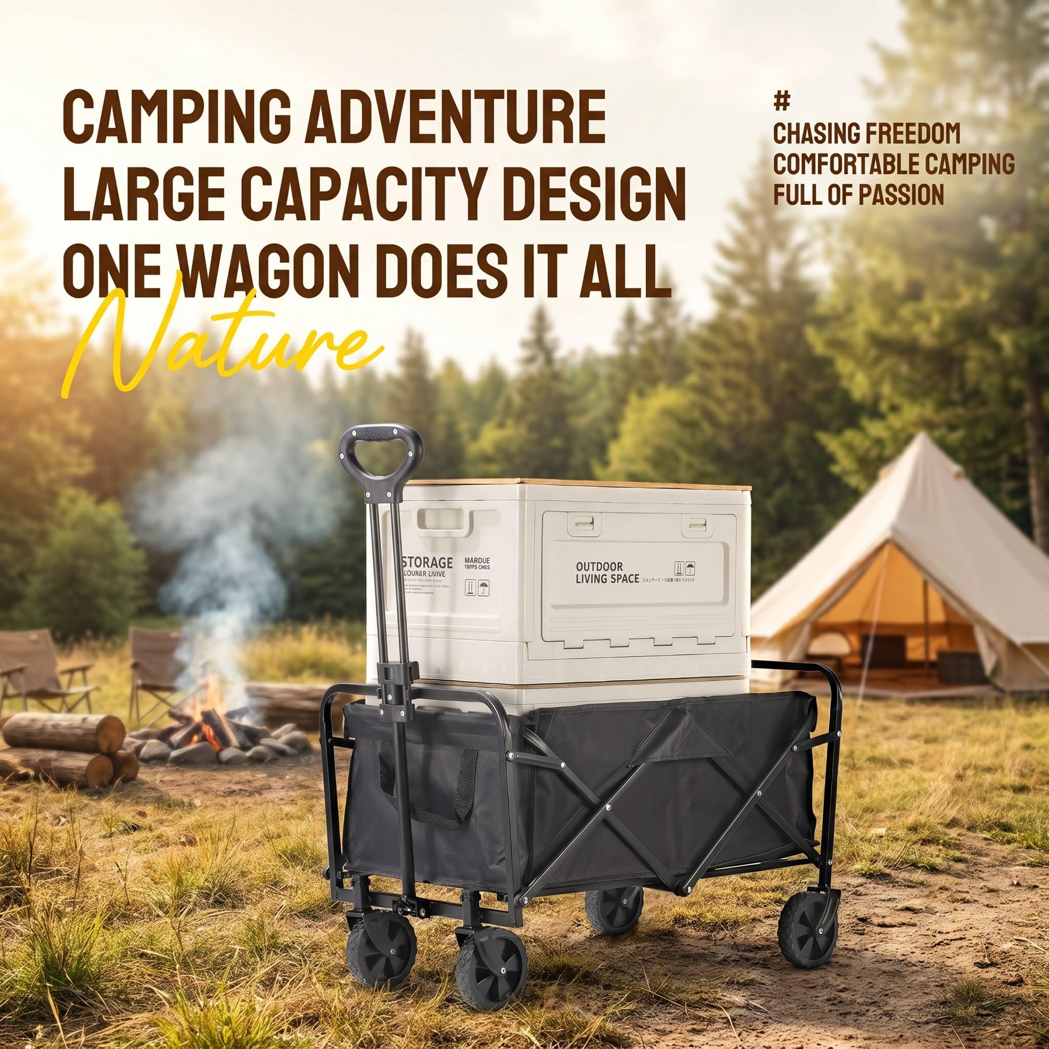 Carrello pieghevole con una portata fino a 150 kg, robusto carrello per spiaggia e giardino, carrello per sport, campeggio, shopping e trasporto in spiaggia