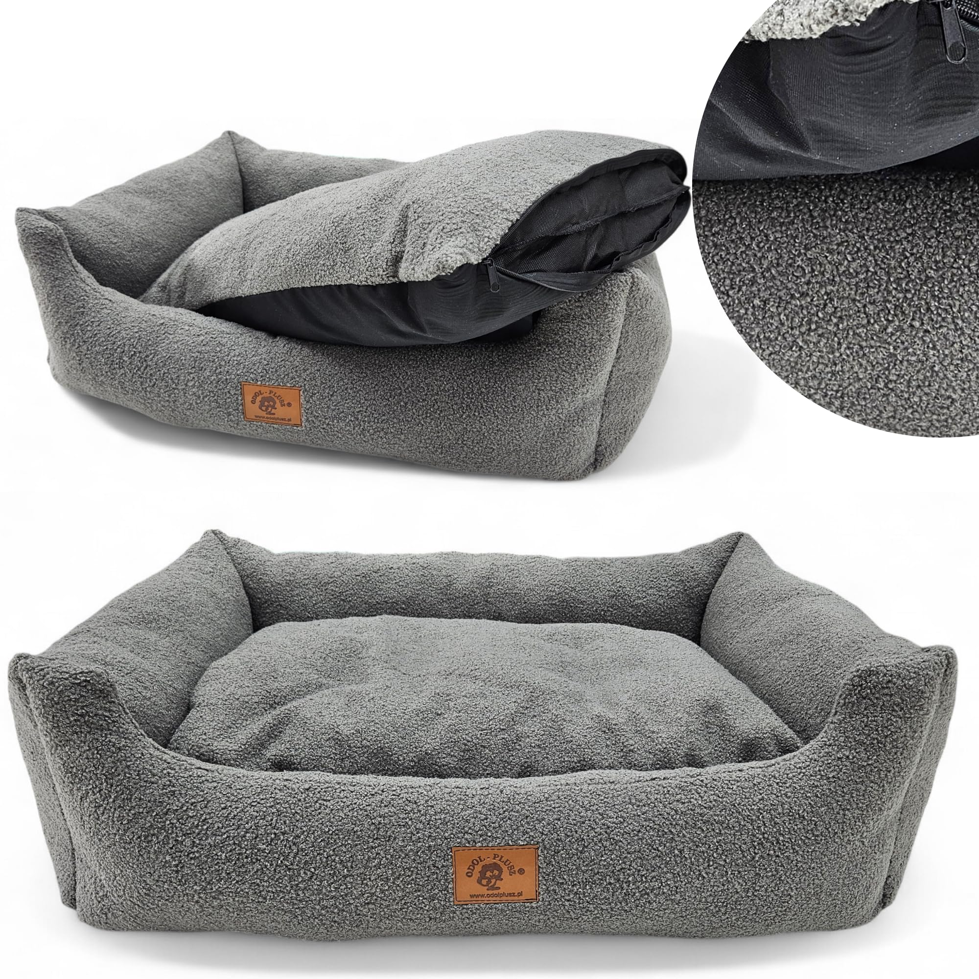 Odolplusz Cuccia per cani XXL, lavabile, soffice, 95 x 75 cm, grigio, con bordi rialzati e cuscino rimovibile (grafite)