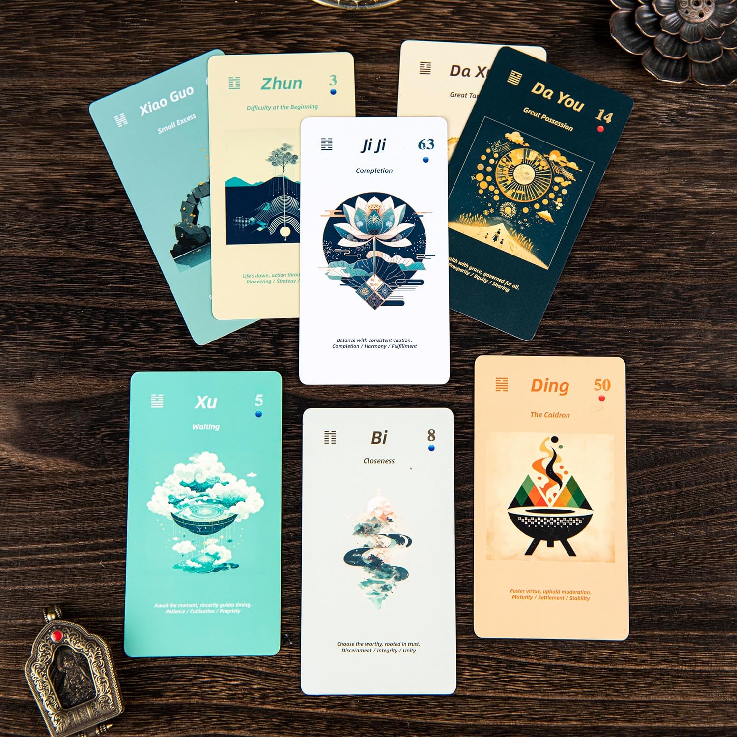 Intuitive I Ching Cards Oracle Deck - 64 Hexagram Divination Cards, Book of Changes for Reflection, Journaling, Meditation and Beginner-Friendly Readings