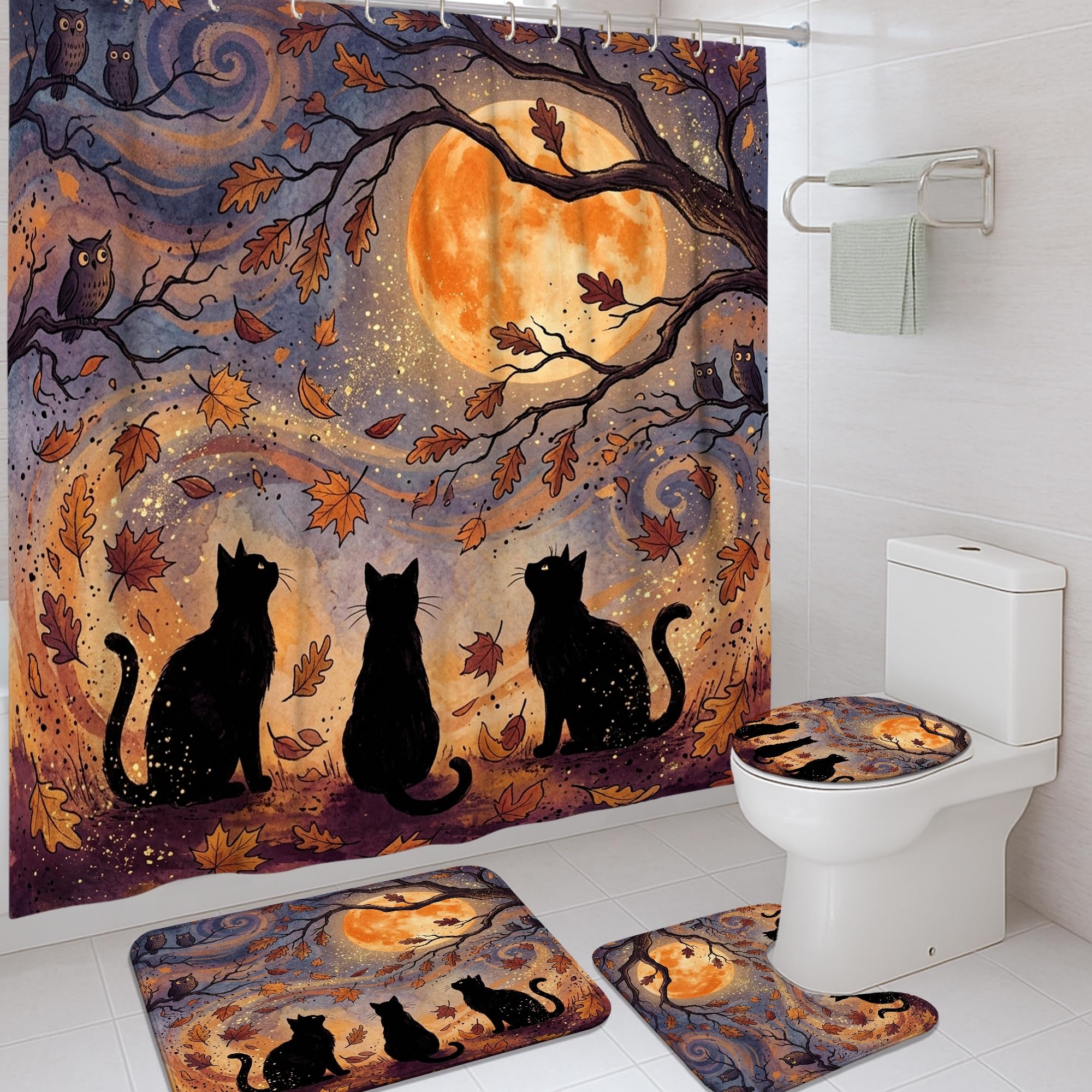 Rideau de douche de luxe en tissu épais imperméable motif chat pour hôtel et maison