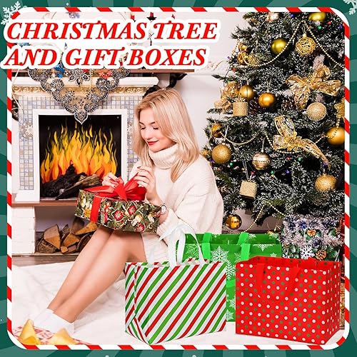 Miniatura 2 de Talltalk 120 bolsas de regalo de Navidad, bolsas de mano a granel de Navidad no tejidas con asa, 12.8 x 9.8 x 6.7 pulgadas (lunares)