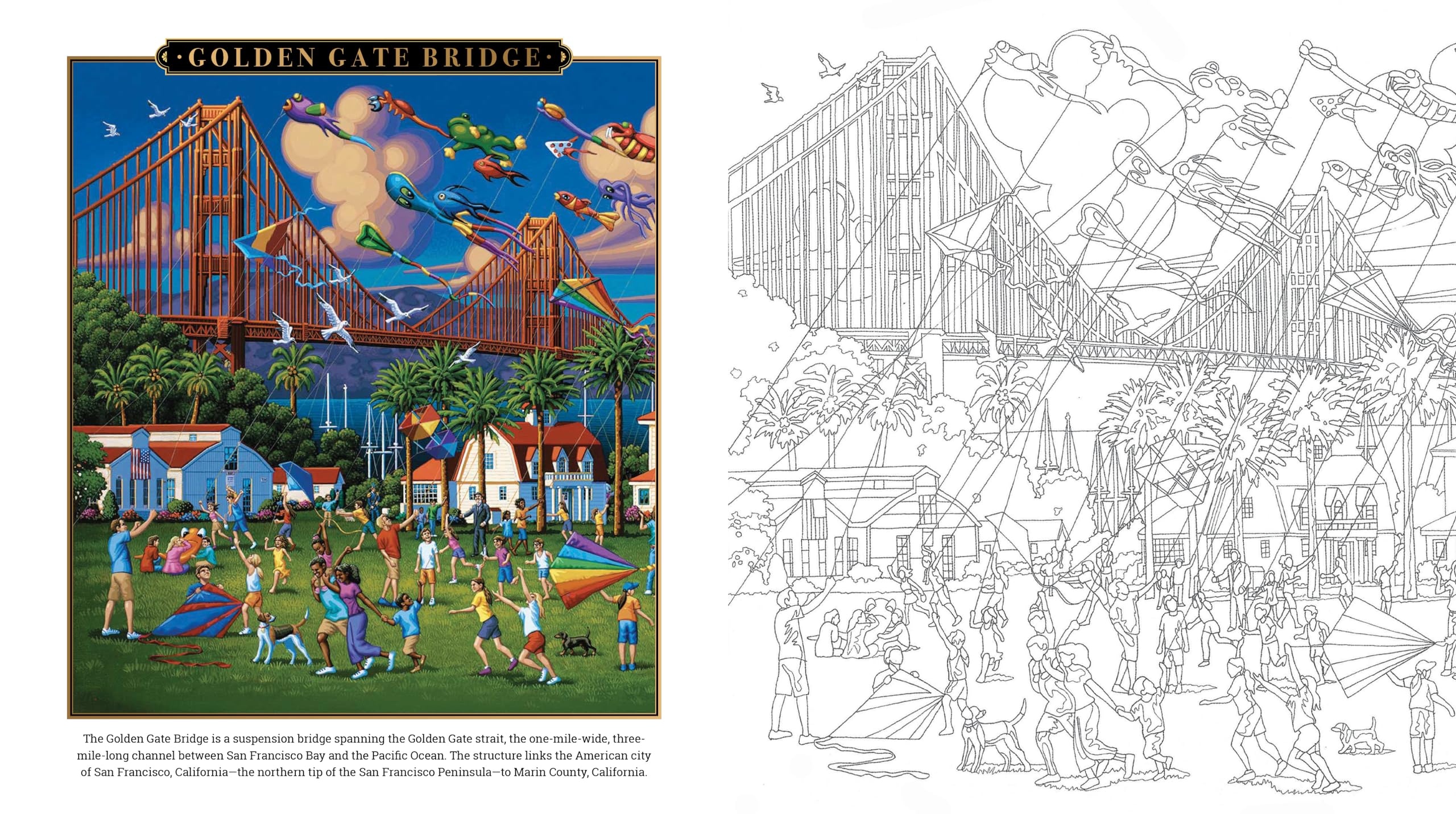 America the Beautiful Coloring Book: Color famous cityscapes and landmarks in the whimsical style of folk artist Eric Dowdle (Dowdle Coloring Book, 4) - Image 2