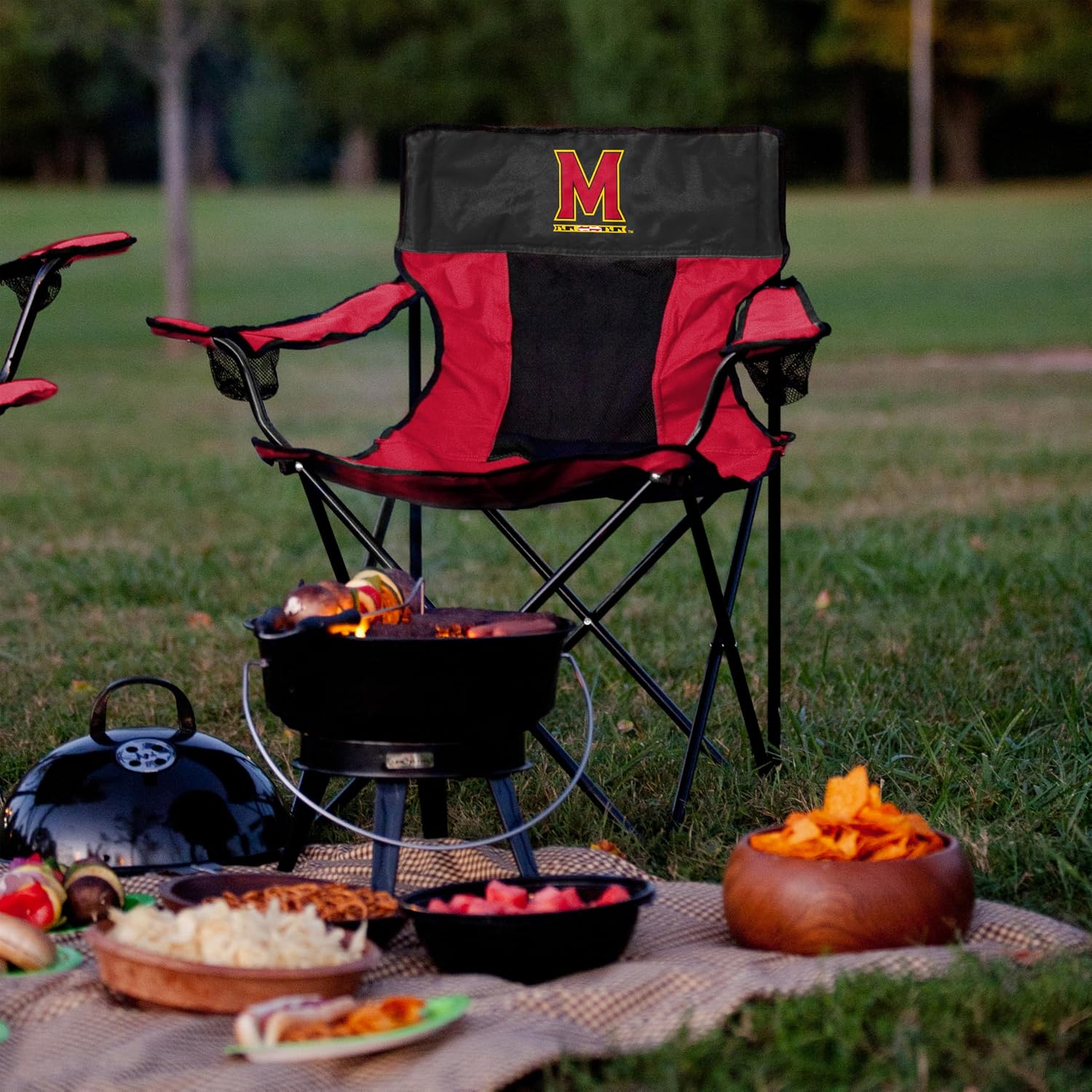 Logo Brands NCAA Maryland Terrapins Elite Portable Chair - Premium Outdoor Chair with Cup Holder, Powder-Coated Steel Frame, Lightweight and Portable for Tailgating,and Sporting Events