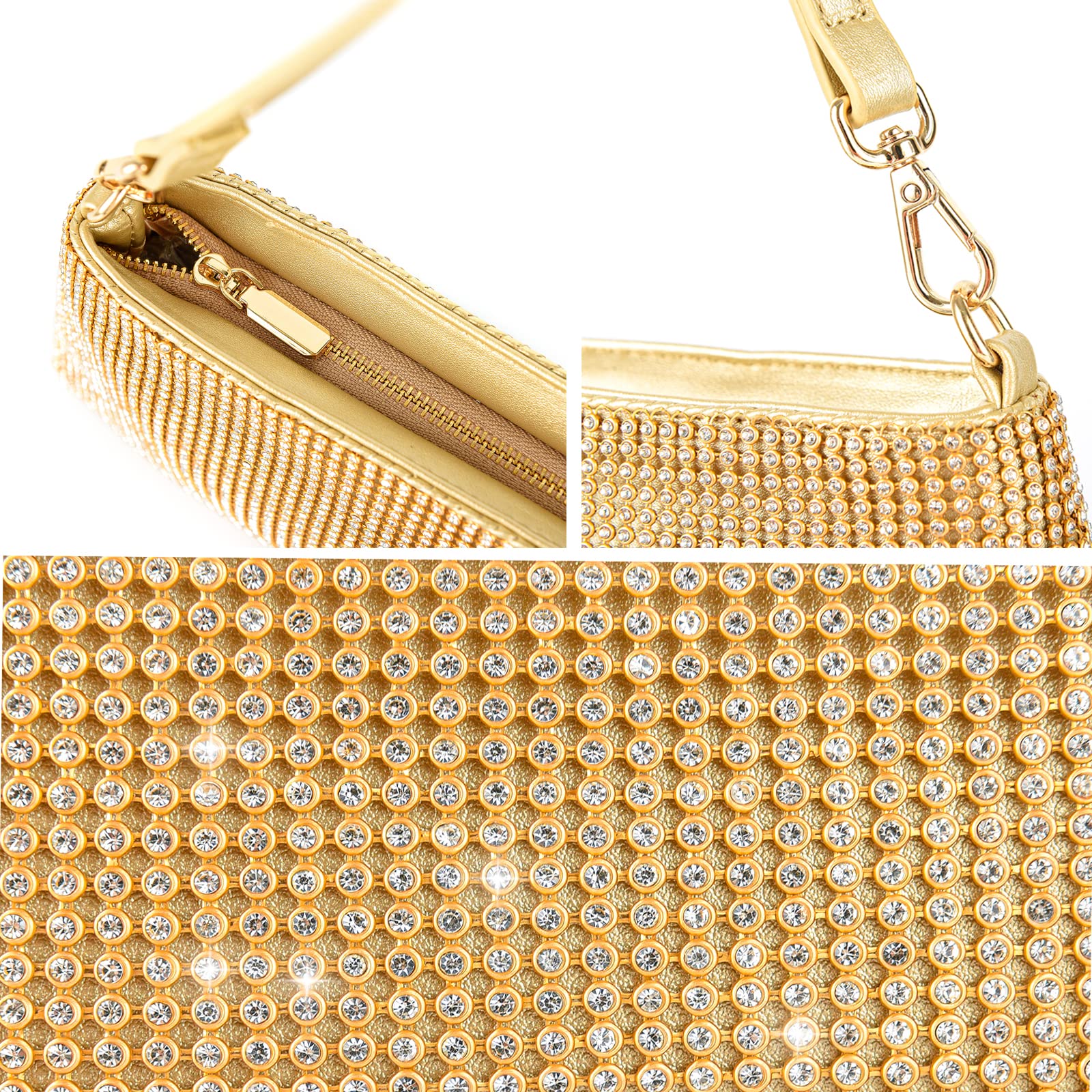 Valleycomfy Damen Clutch Elegante Brauttasche Diamant Handtasche – Bild 6