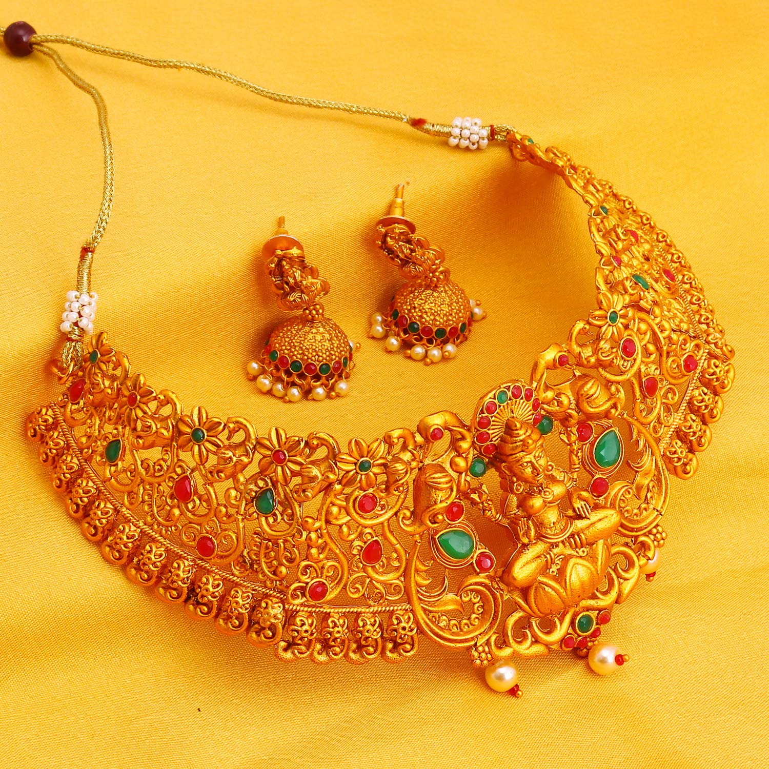 Goddess Laxmi Choker Necklace Set (SKR61671)