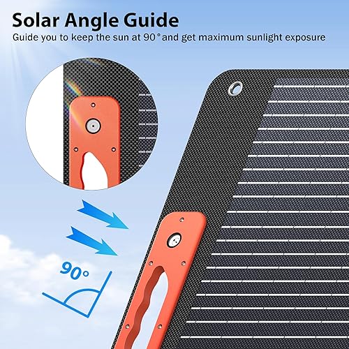 Miniatura 3 de Paneles solares portátiles de 240 W para estación de energía, guía de ángulo solar, cargador de panel solar plegable ETFE monocristalino con QC3.0