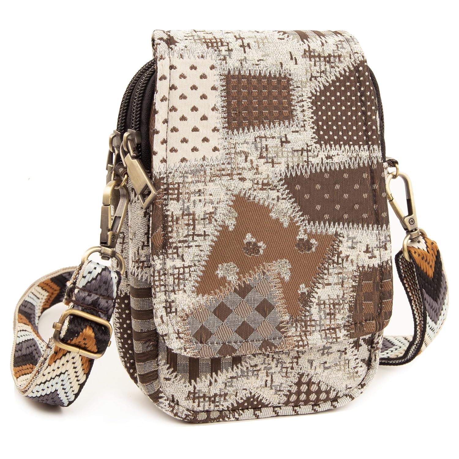 SILKAREA Embroidered Cute Mini Crossbody Bag for Women Small Handbags Wristlet Wallet Bag Cell-phone Pouch Coin Purse