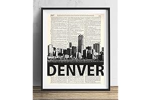 Vintage Dictionary Art Print with Denver Skyline & Bold Name