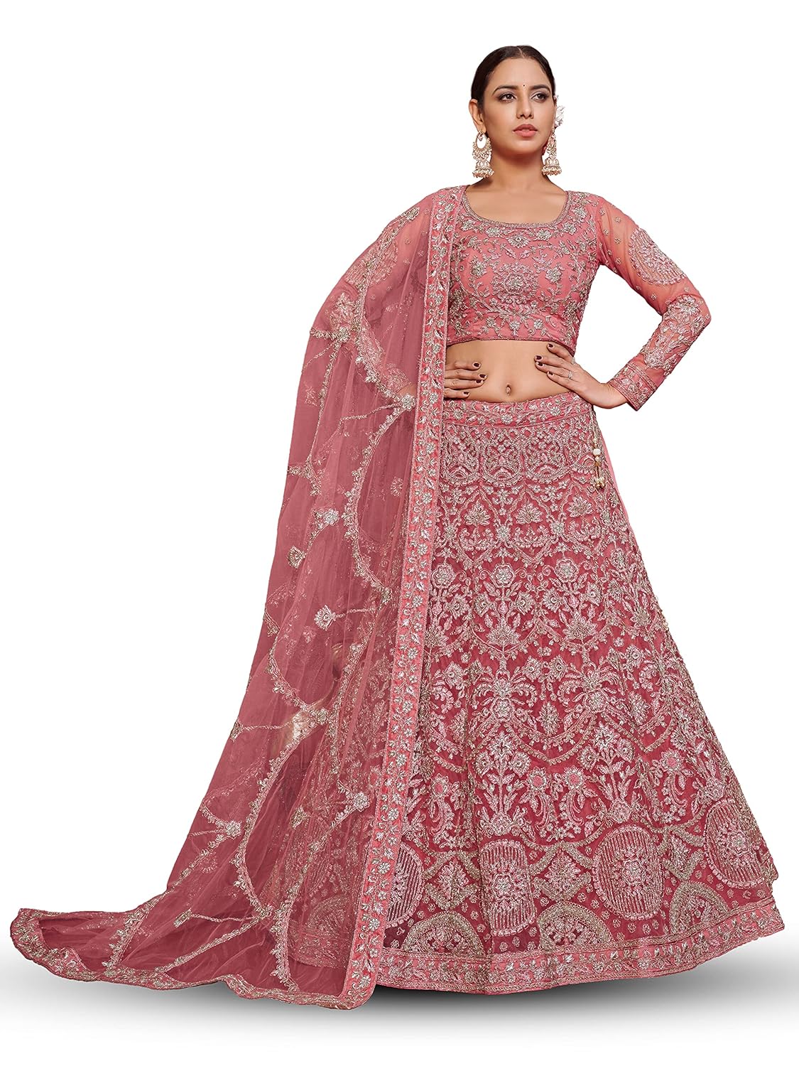 Rose Red Lehenga style Choli Semi-Stitched Lehenga Choli main image 0