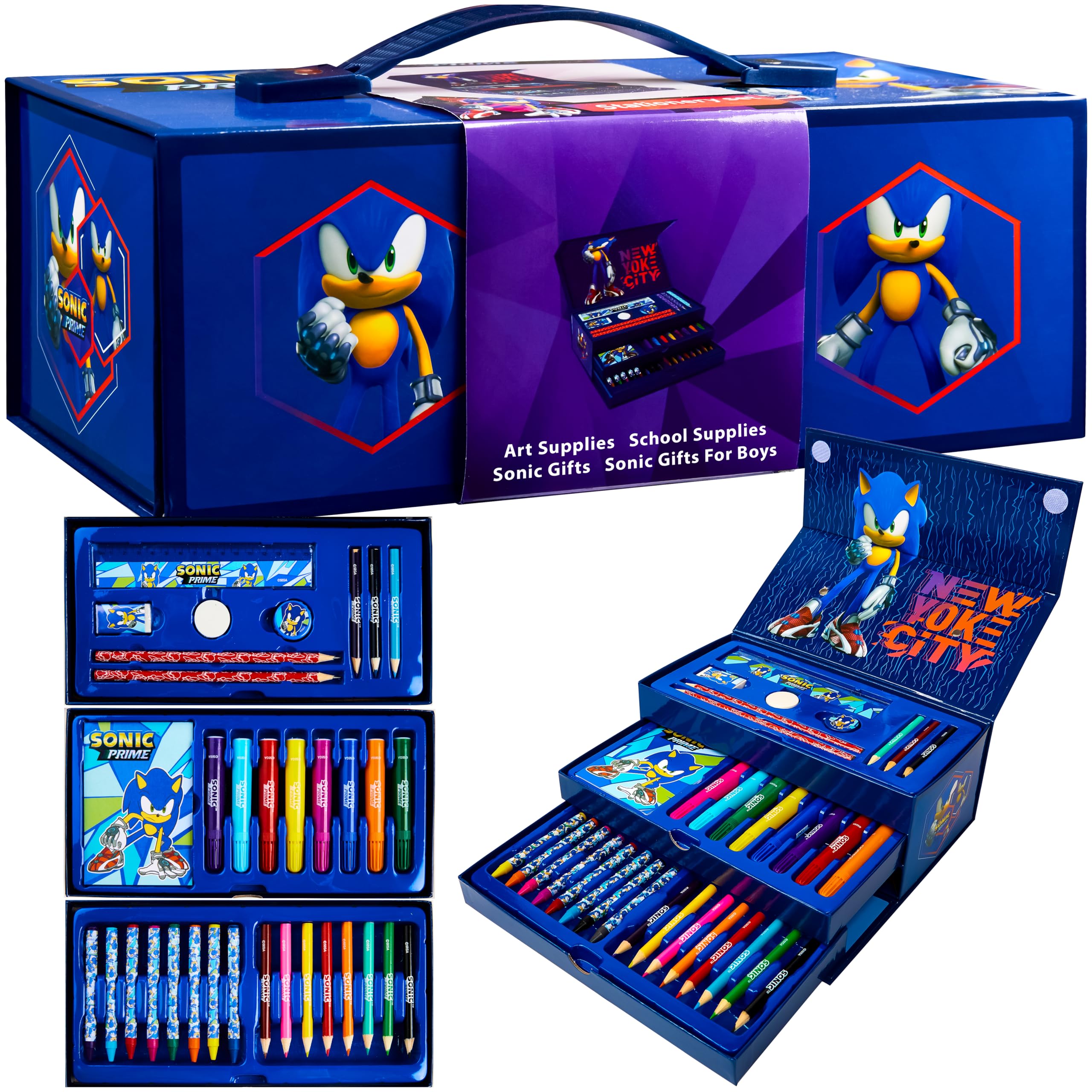 Sonic The HedgehogArt Set for Kids with Crayons Markers Colouring Pencils Art Supplies