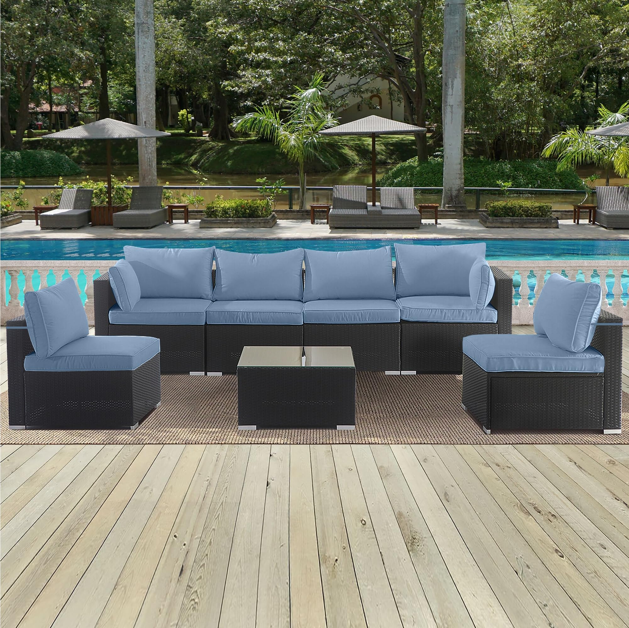 Only Choice Wasserdichte Outdoor-Kissenbezüge – 14-teilig, Für 6-Sitzer Gartenmöbel, Mit Reißverschluss