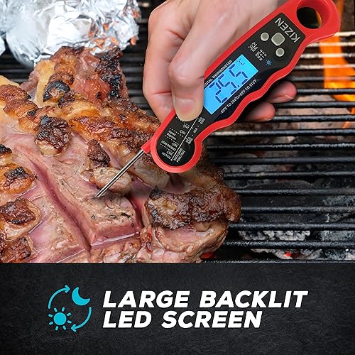 Miniatura 13 de Kizen Termómetro digital de lectura instantánea para carne, termómetro de alimentos para cocinar, parrilla, horno, barbacoa, pantalla impermeable y