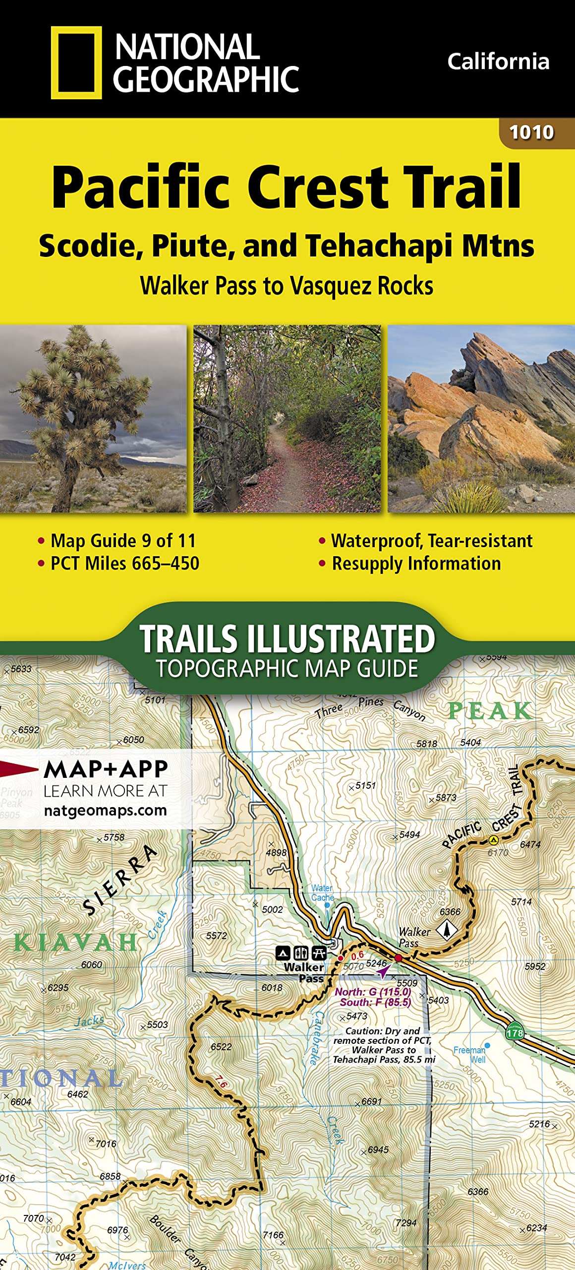 Pacific Crest Trail: Scodie, Piute, and Tehachapi Mountains Map [Walker Pass to Vasquez Rocks] (National Geographic Topographic Map Guide, 1010)