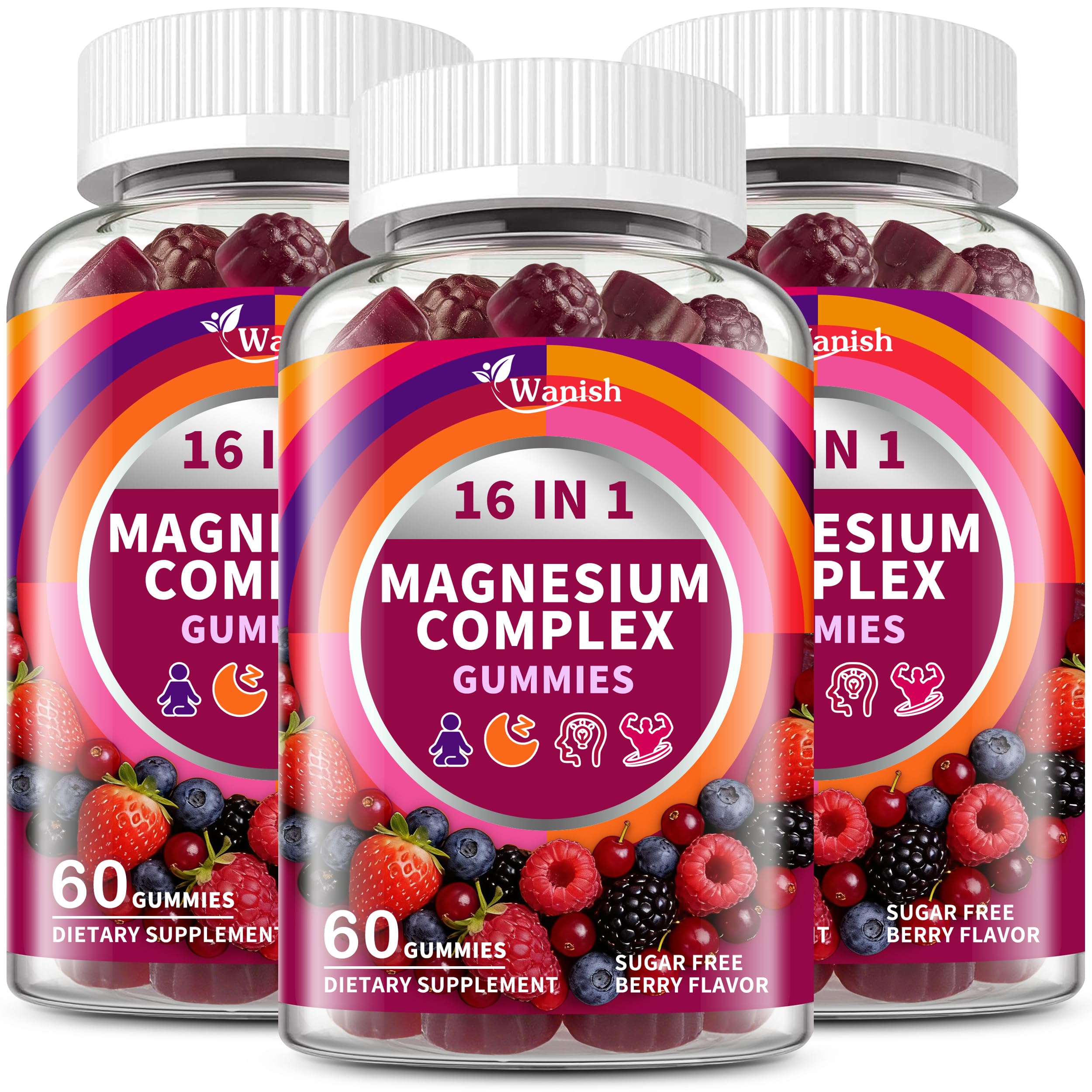 2 Packs-Magnesium Complex Gummies for Women Men, 16-in-1 Deep Calm Magnesium Gummy with bisglycinate Citrate Malate Taurate - Ashwagandha, L-Theanine Support Relaxation, Sleep, Muscle&Heart, Berry — Amazon image 9