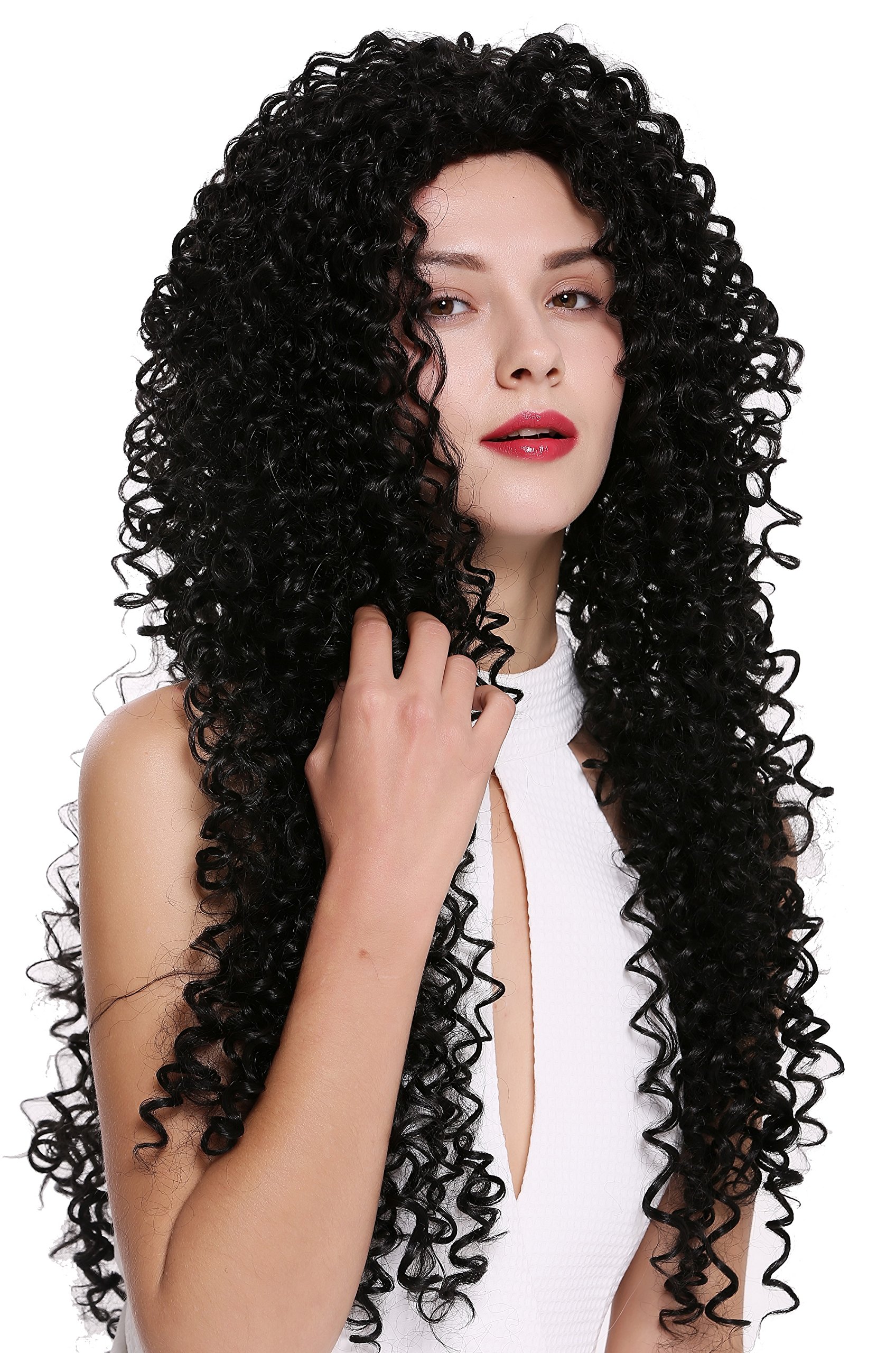 WIG ME UP - DW2315-1B Lady Quality Wig Long Dense Black Curls curly Afro Carribbean Style, Length: approx. 75 cm - Image 2