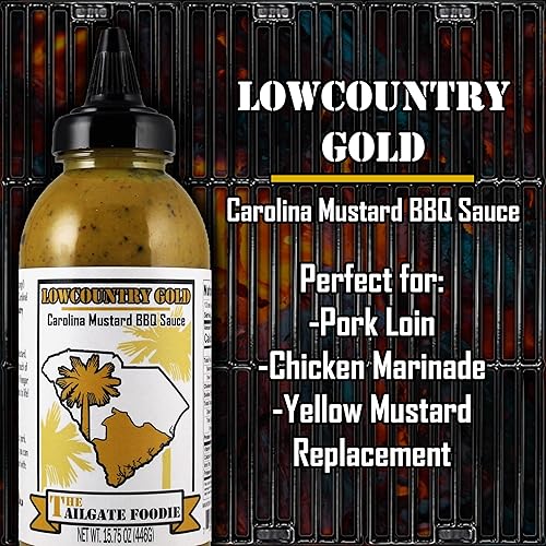 Miniatura 6 de The Tailgate Foodie 's - Salsa para barbacoa de mostaza Low Country Gold (estilo Carolina), 15.75 onzas. Lote pequeño, perfecto para asar a la