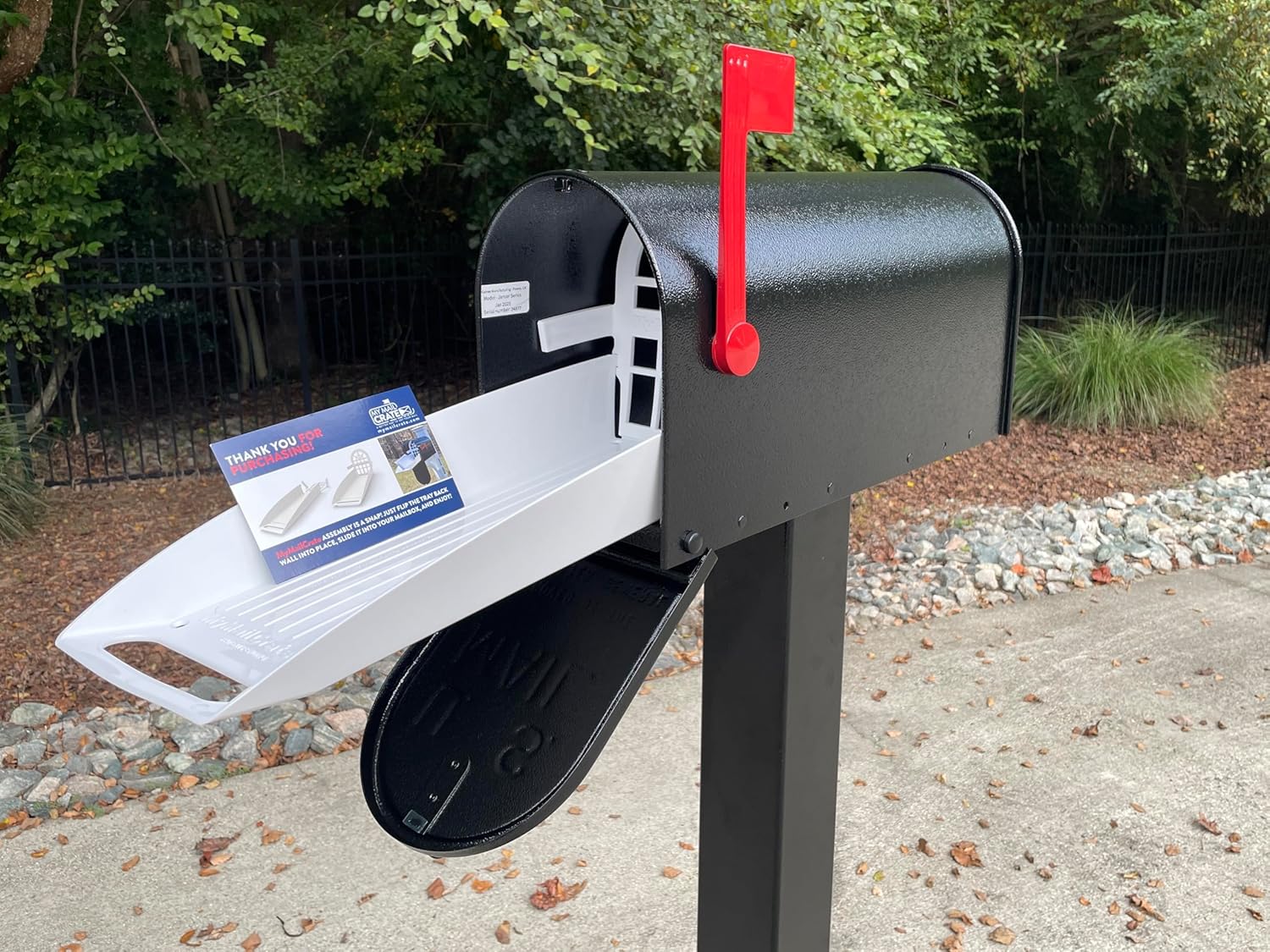 Deluxe Large Mailbox - Textured Black - with MyMailCrate Sliding Tray Included, Mailbox Insert Tray from My Mail Crate.