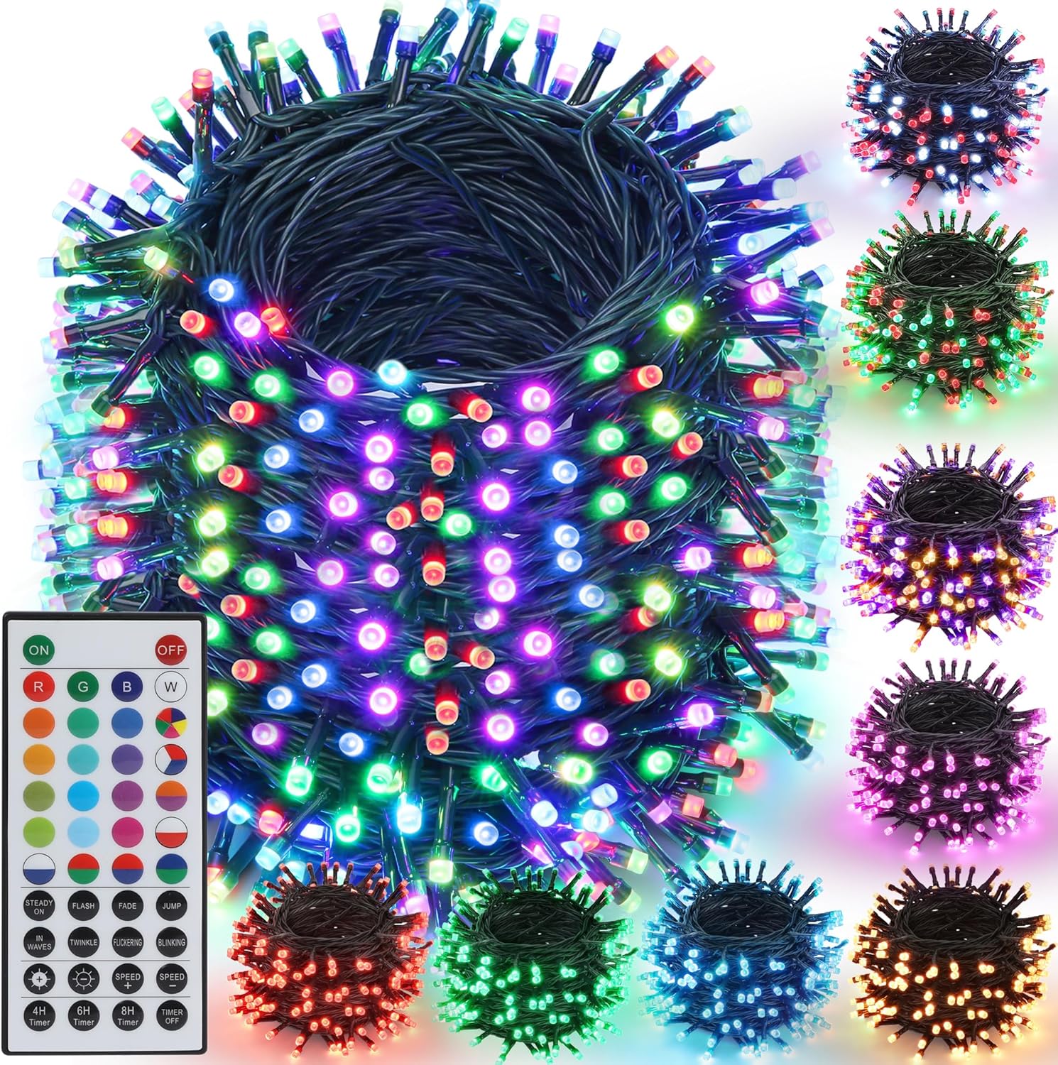 Joomer Color Changing Christmas String Lights,164FT 500 LED RGB LED String Lights Outdoor Fairy Twinkle Tree Light with Remote Timer Plug in for Room Indoor Wedding Party Christmas Decorations