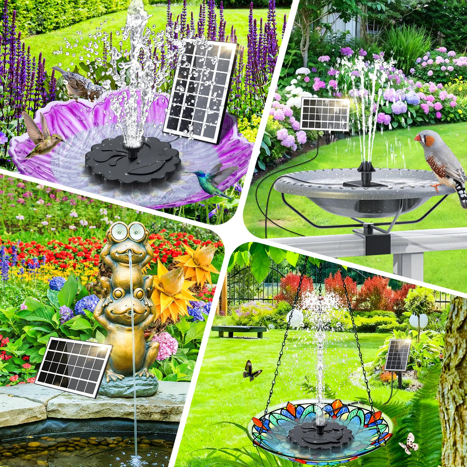 SZMP 2 en 1 Fuente Solar Jardín Exterior 3.5W, 2026 Nuevo Bomba de Agua Solar Flotante con 3M Cable & 8 Boquillas, para Estanque de Jardín Fuente, Baño para Pájaros, Estanque, Exterior, Piscina — view 6