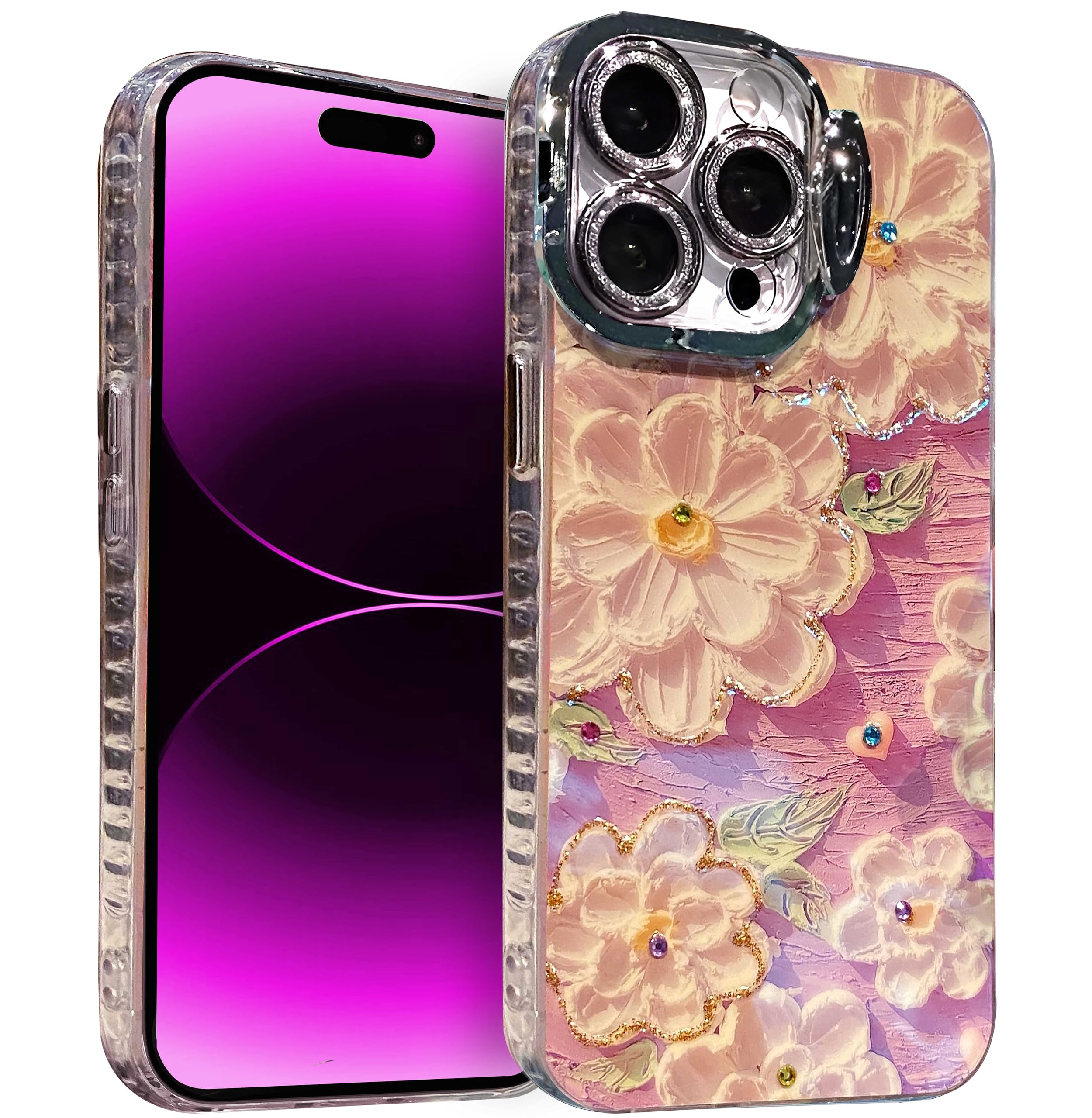 Coque antichoc iPhone 15 Pro paillettes béquille et 2 protège-écrans TPU - 8
