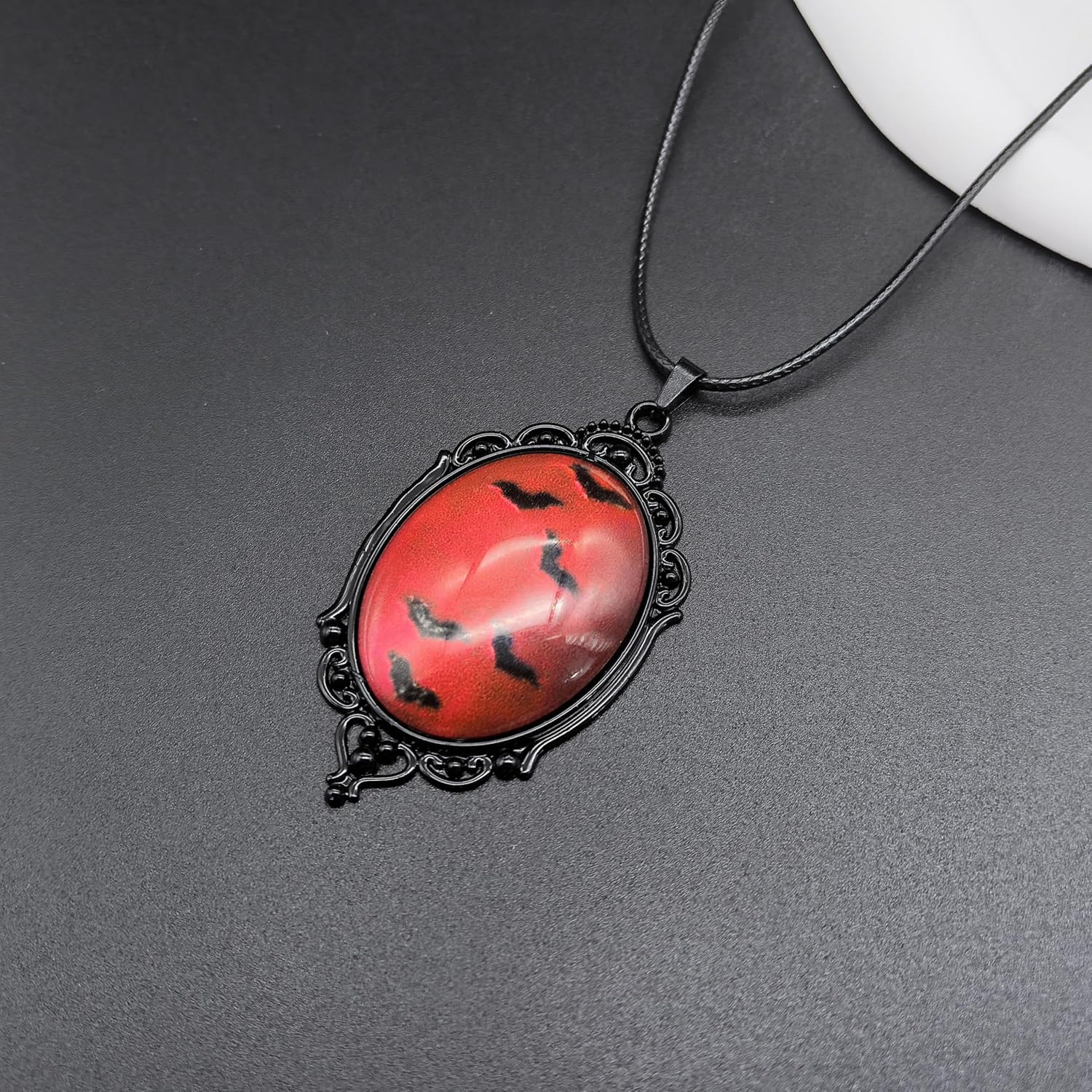 Gothic Bat Earrings Necklace For Women Dark Red Earring Dangle Halloween Jewelry Set Vampire Witch Costume Accessories - Image 5