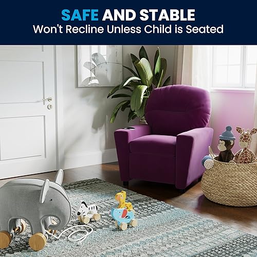 Miniatura 20 de Flash Furniture Chandler LeatherSoft - Silla reclinable para niños con portavasos y reclinable de seguridad, silla reclinable contemporánea para