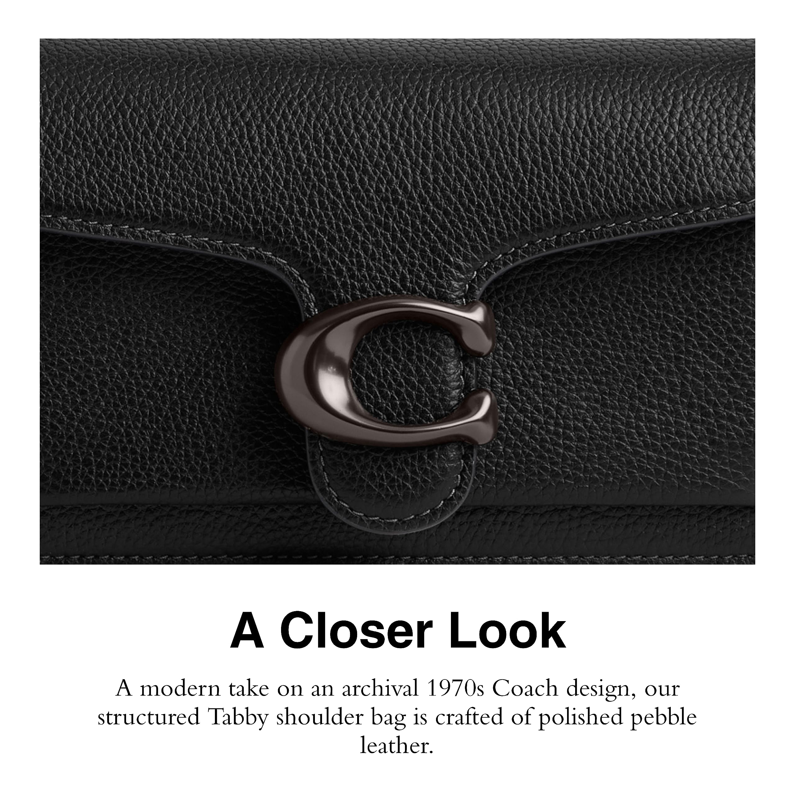 COACH womens Polished Pebble Leather Tabby Shoulder Bag 20: One Size Black