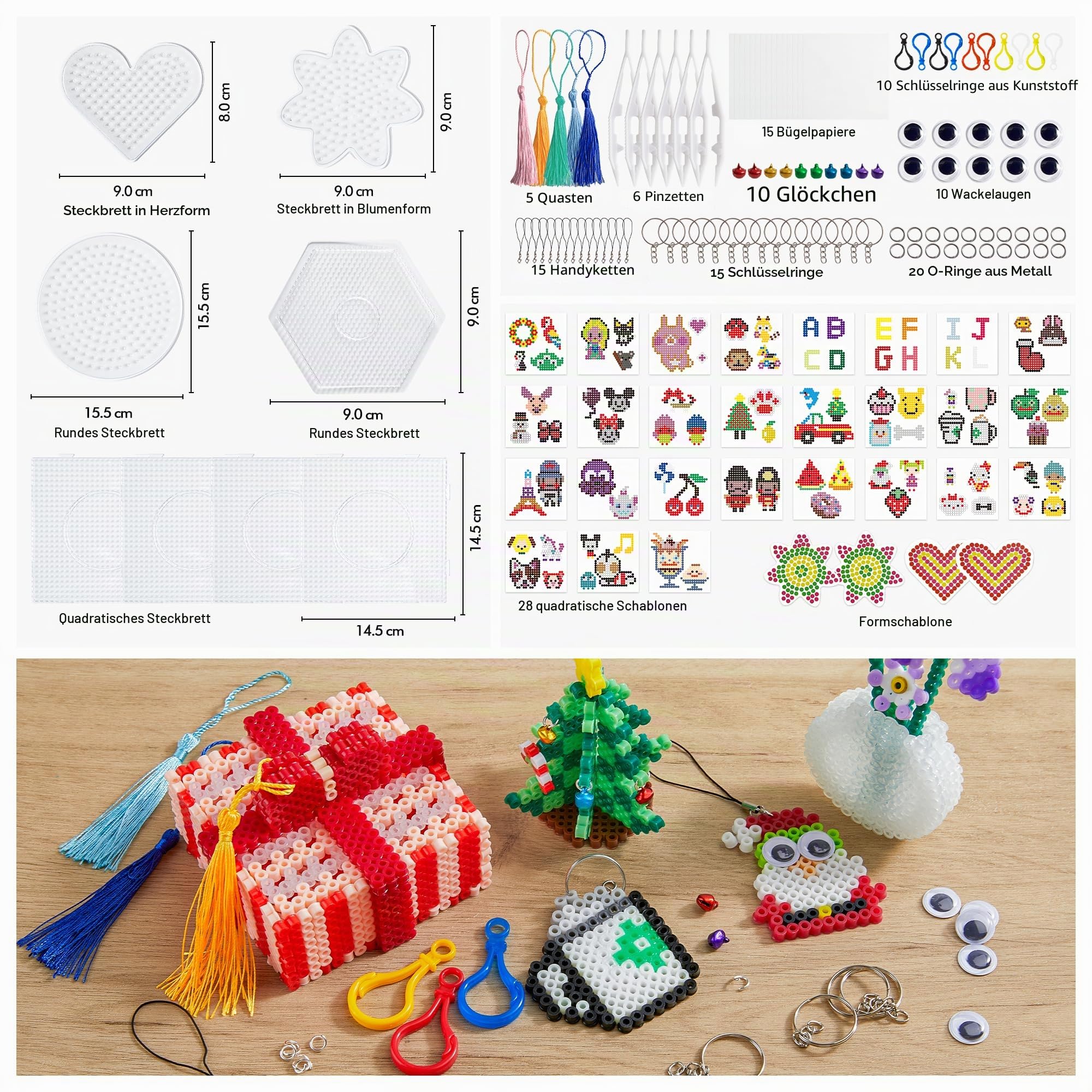Inscraft Bügelperlen Set, 33000 teilige große Bügelperlen 5mm, 33 Farben Bügel-perlen xl, Bügelperle groß mit 15 Bügelpapier, 150 Bügel perlen Vorlagen & 8 Bügelperlen Platten, Steckperlen ab 3 jahre